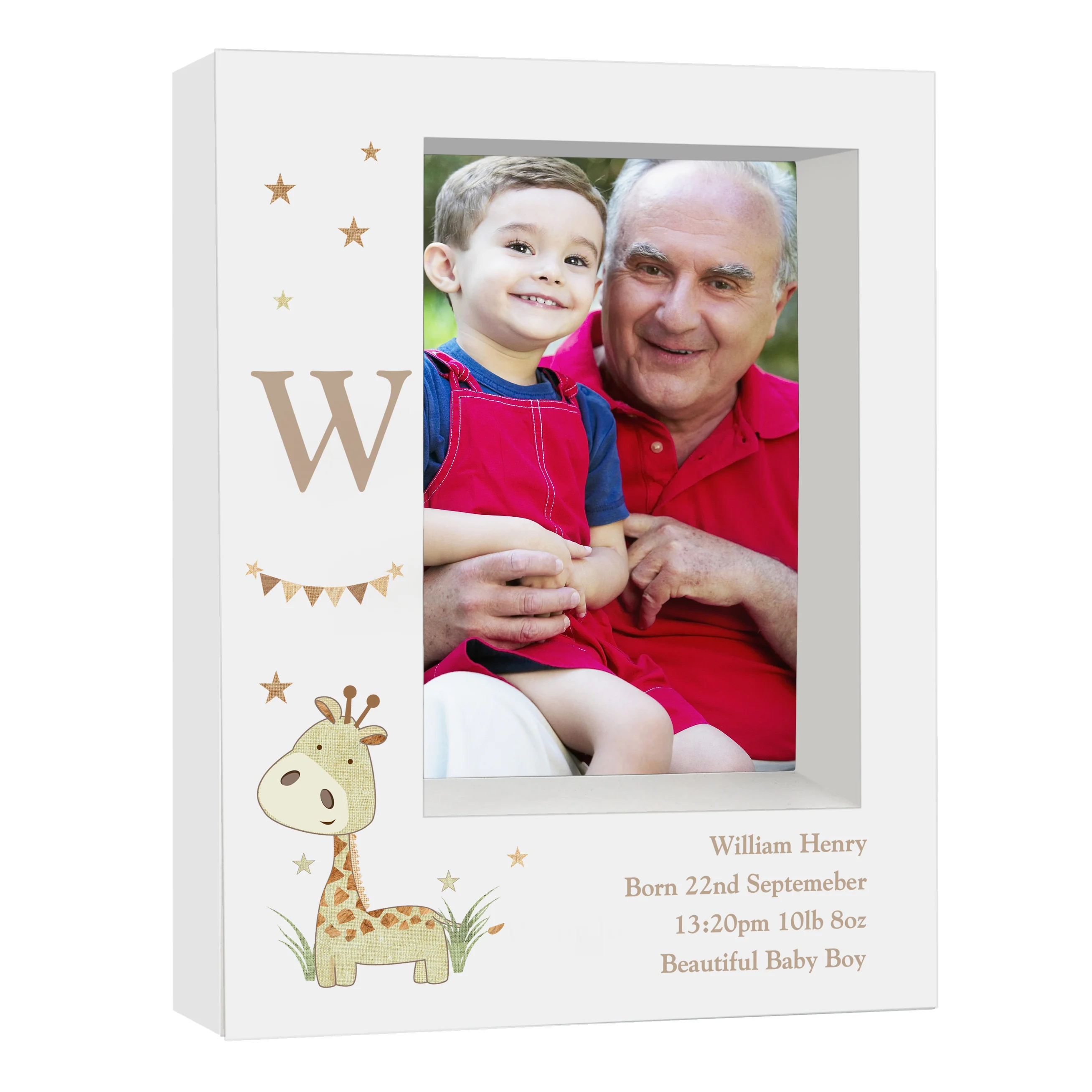 Personalised Hessian Giraffe 5x7 Box Photo Frame - Image 4