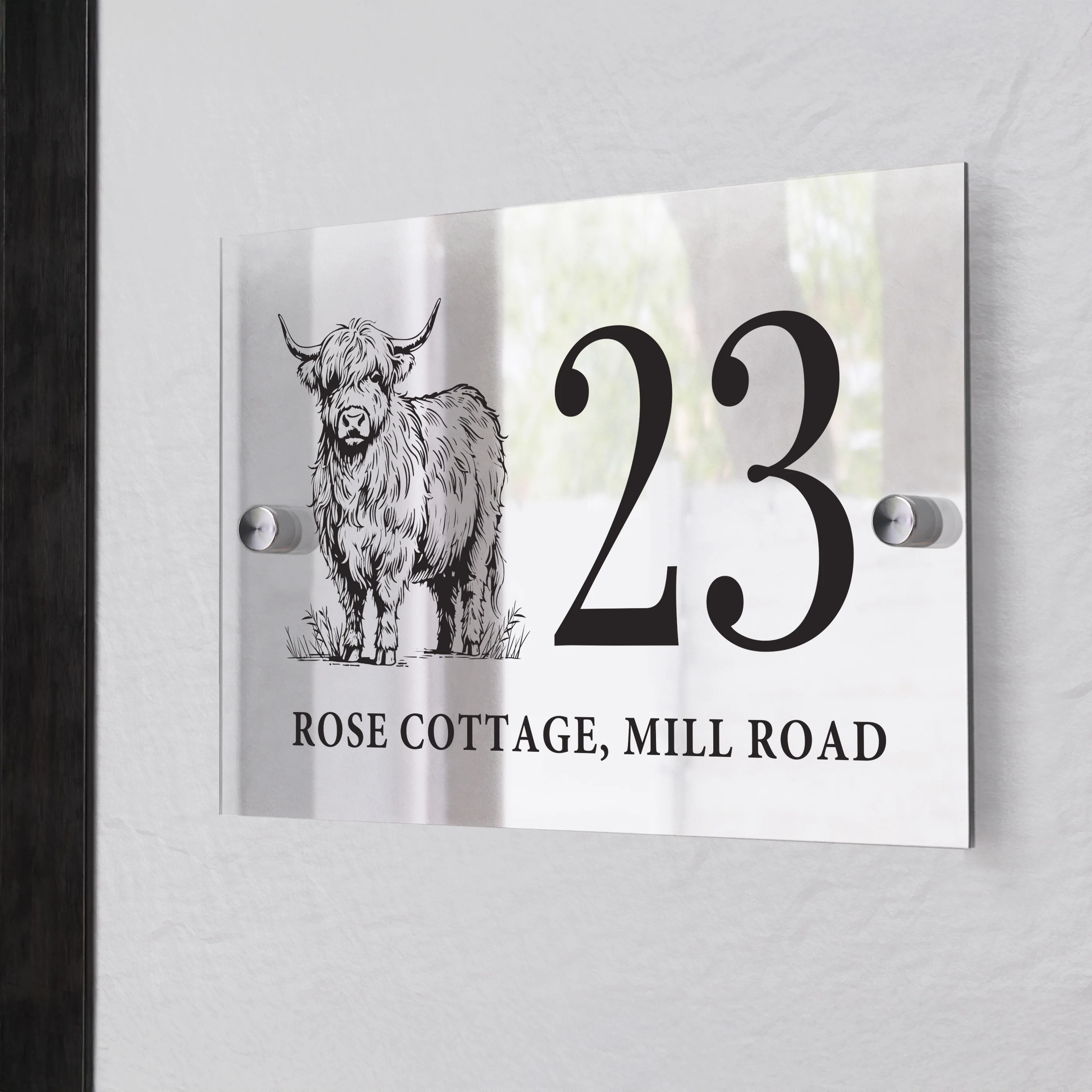 Personalised Highland Cow Acrylic House Sign - Image 3