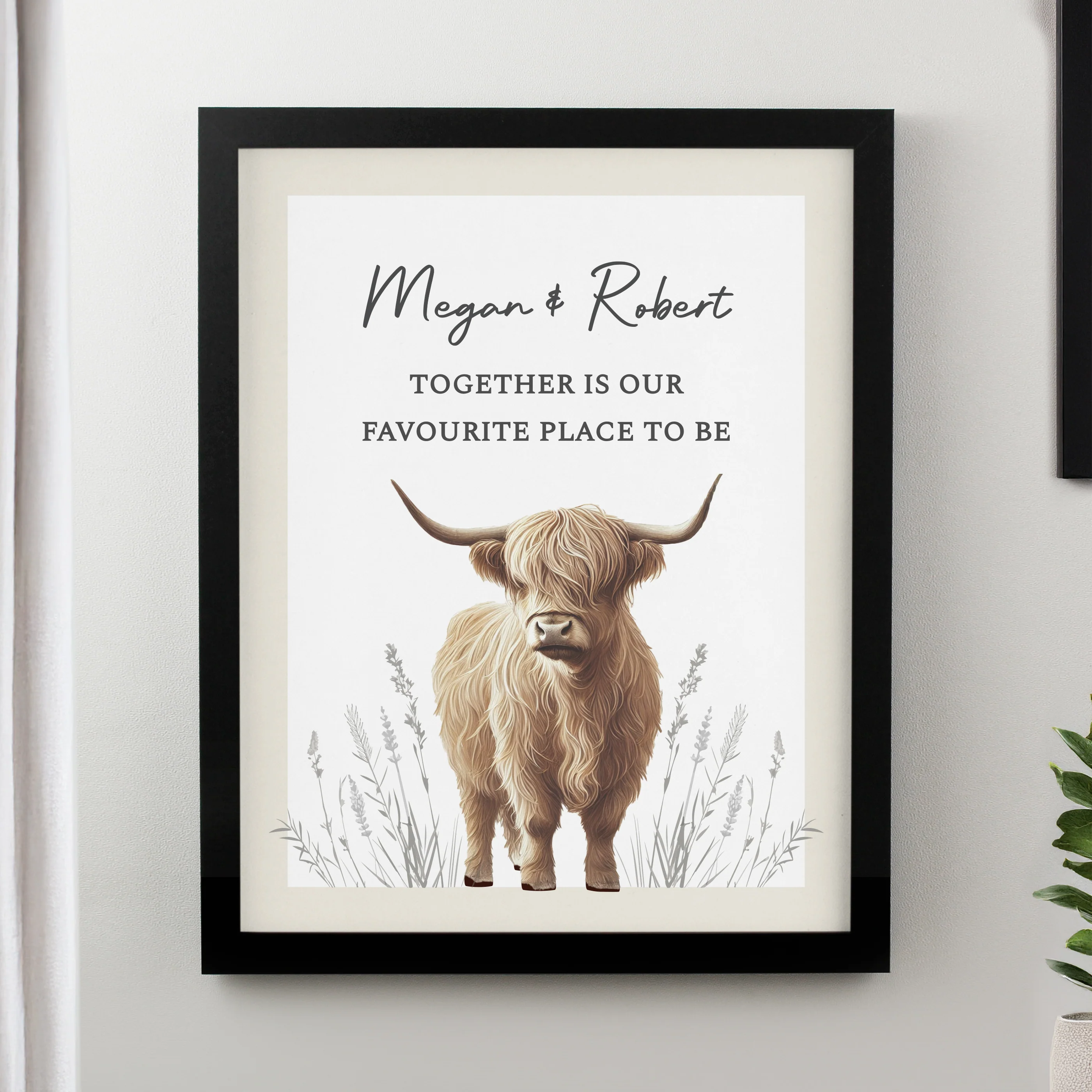 Personalised Highland Cow Black Poster Frame - Image 3