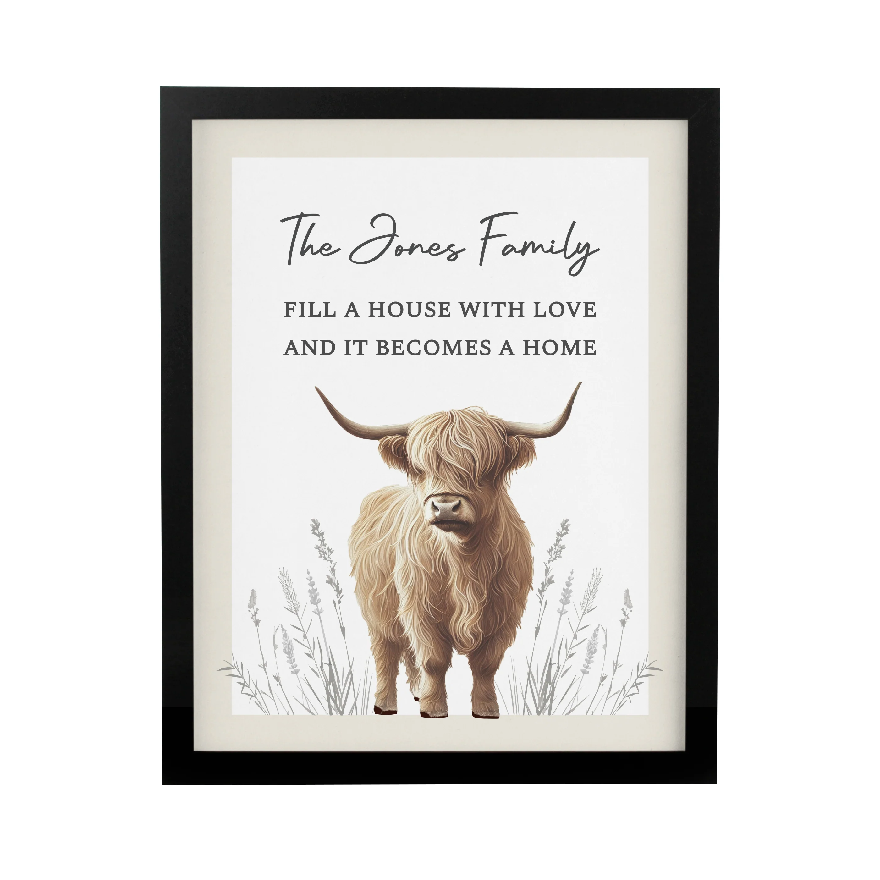 Personalised Highland Cow Black Poster Frame - Image 4