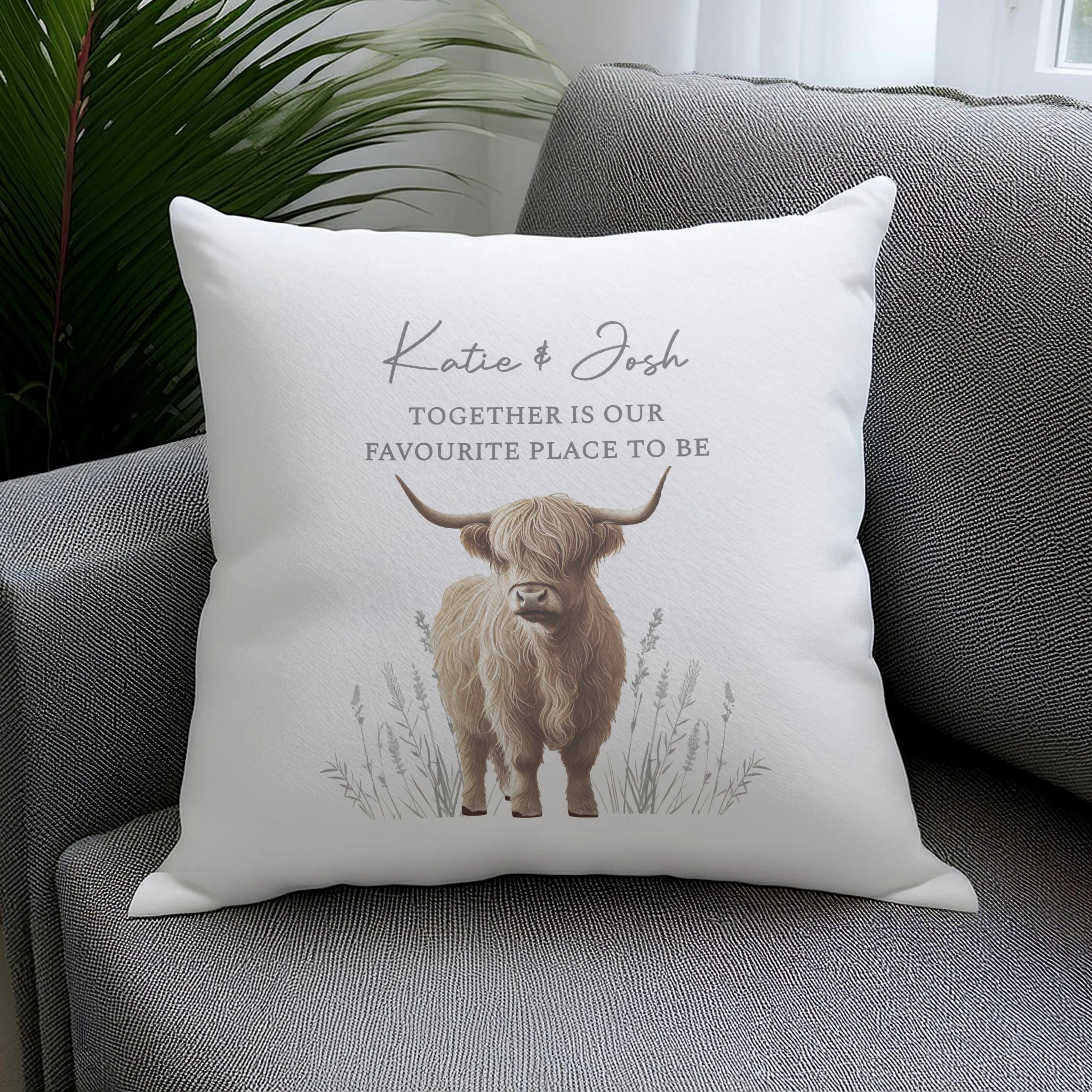 Personalised Highland Cow Cushion - Image 2