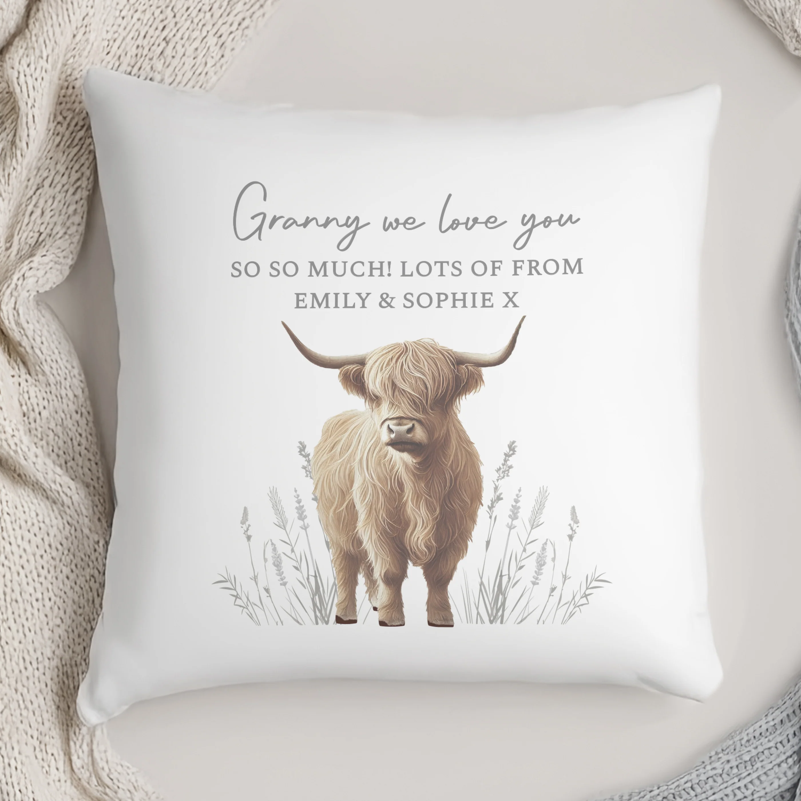 Personalised Highland Cow Cushion - Image 3