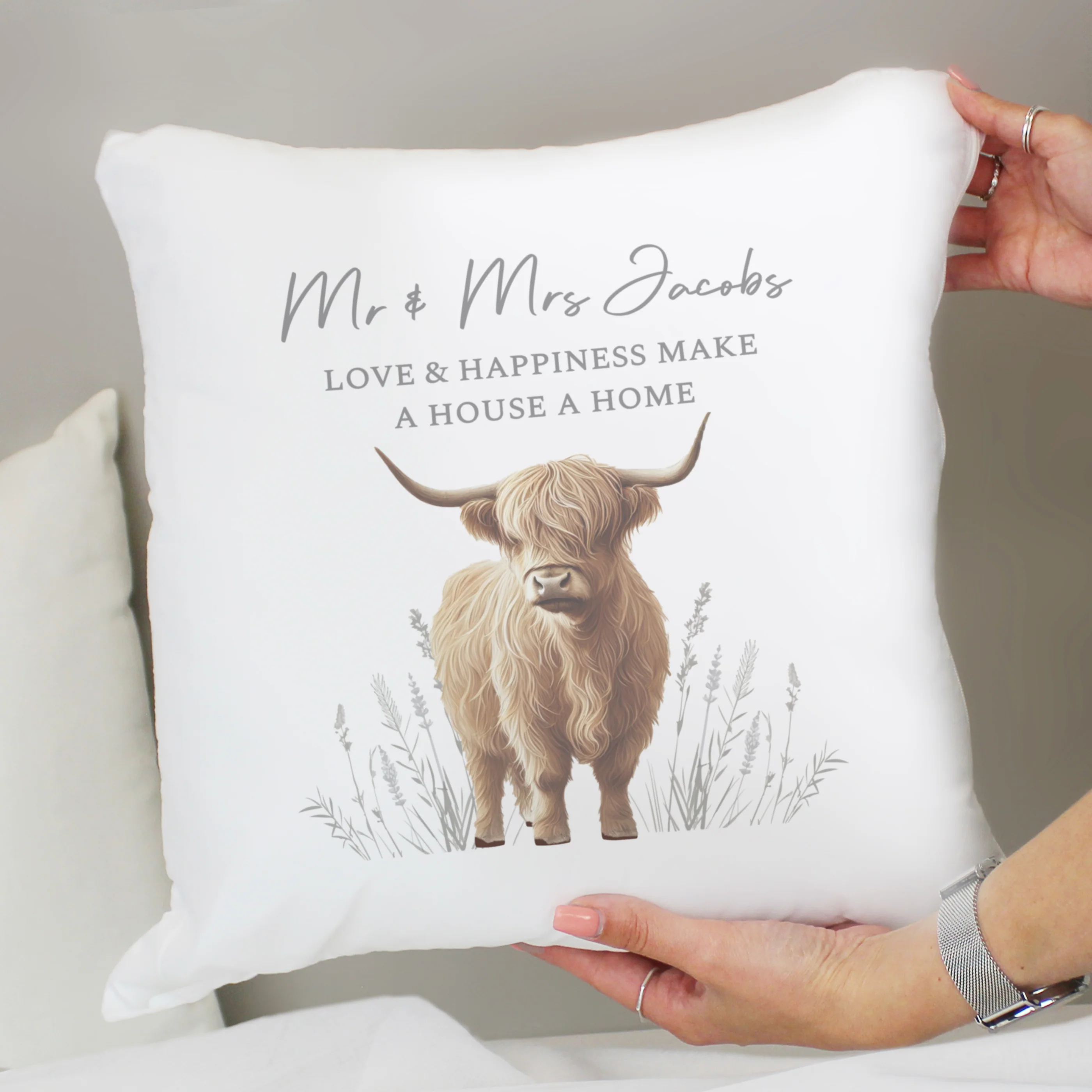 Personalised Highland Cow Cushion - Image 4
