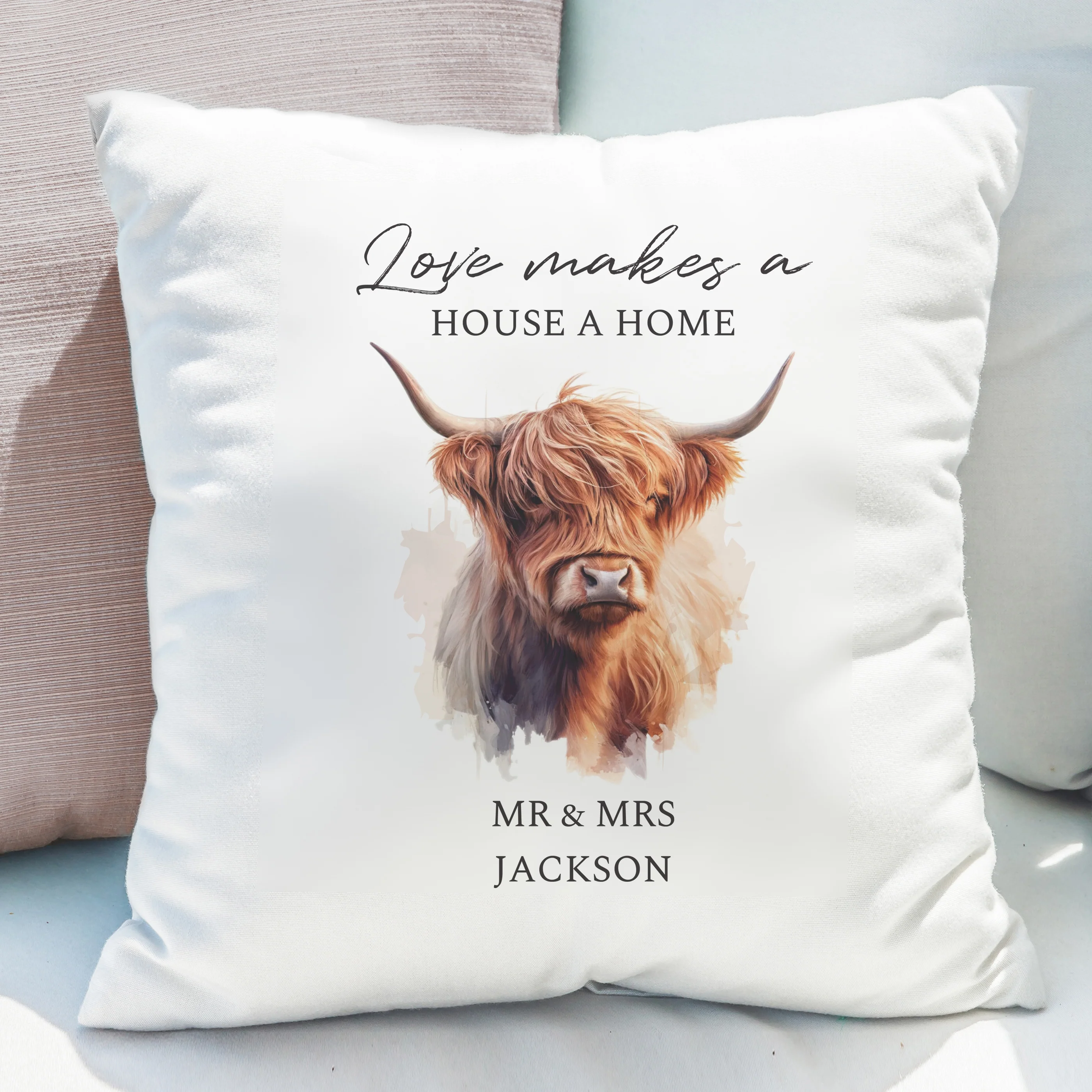 Personalised Highland Cow Cushion - Image 3