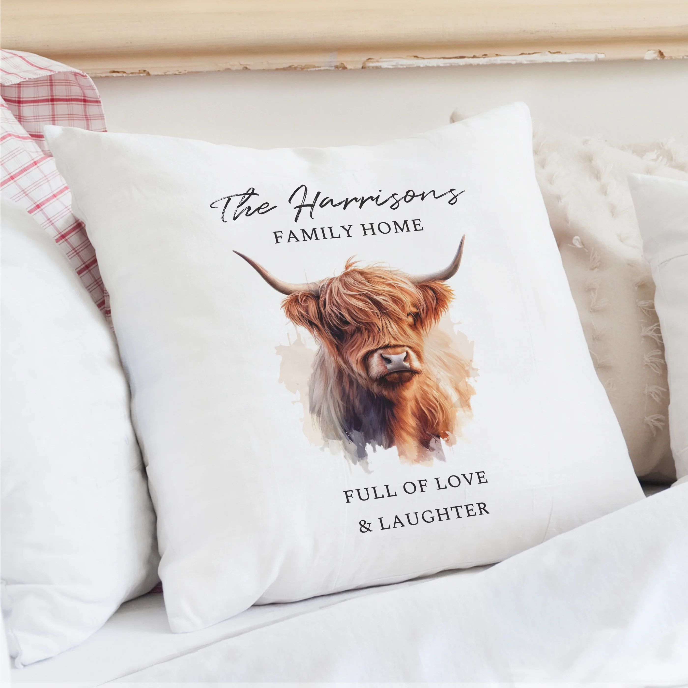 Personalised Highland Cow Cushion - Image 4