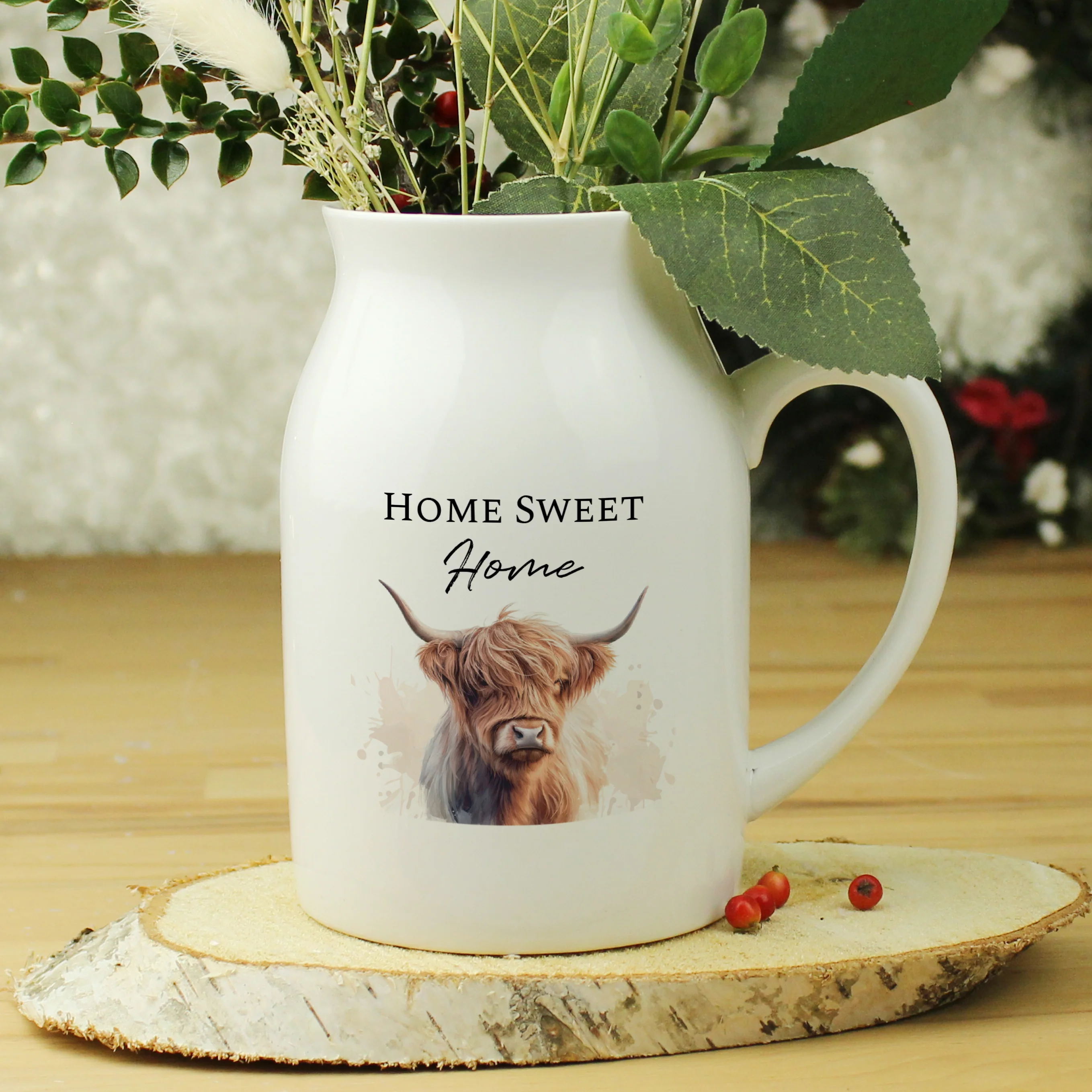 Personalised Highland Cow Flower Jug Vase - Image 3