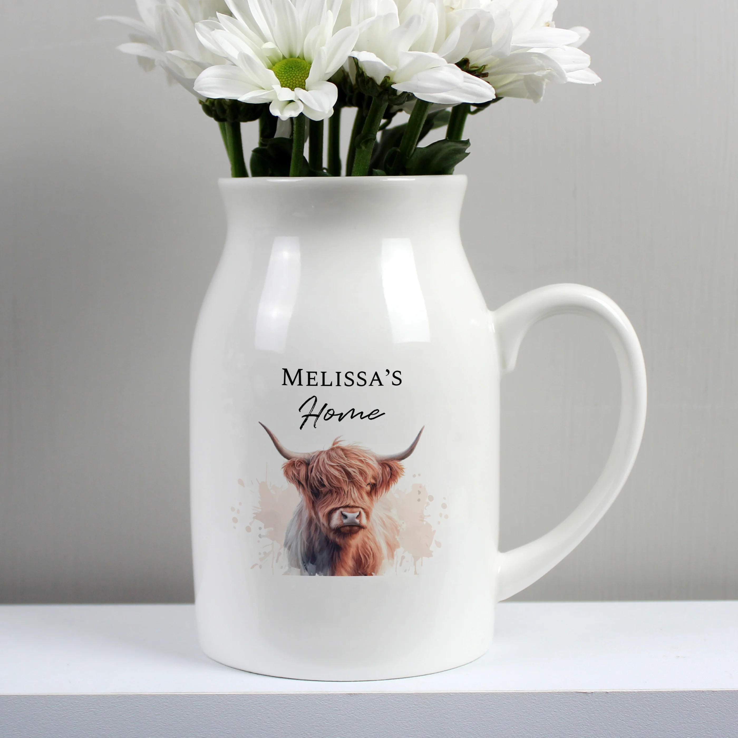 Personalised Highland Cow Flower Jug Vase - Image 4