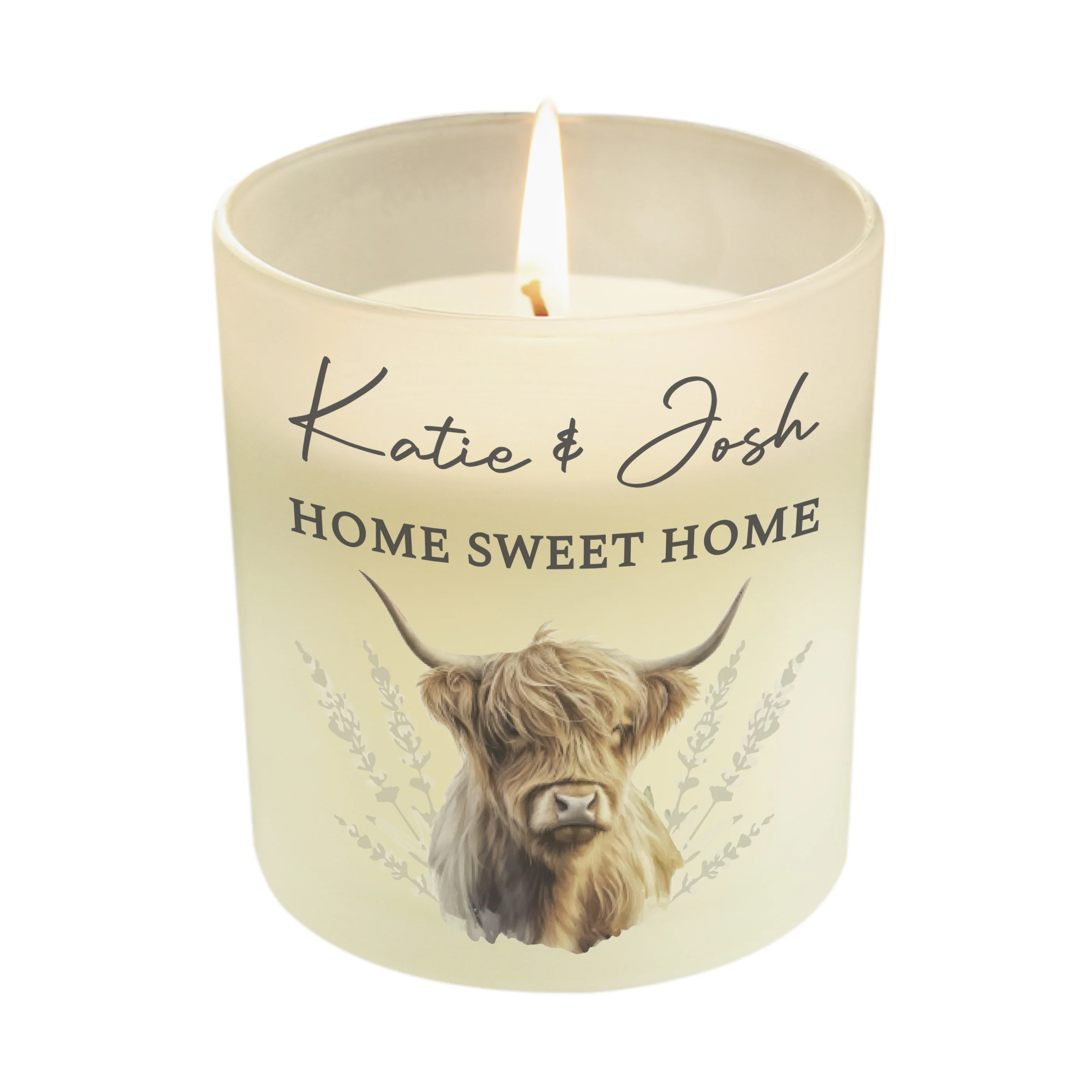 Personalised Highland Cow Frosted Glass Candle - Image 5