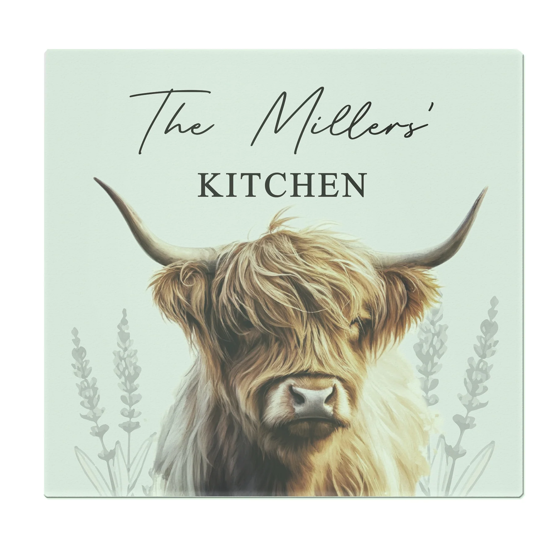 Personalised Highland Cow Glass Chopping Board - Image 5