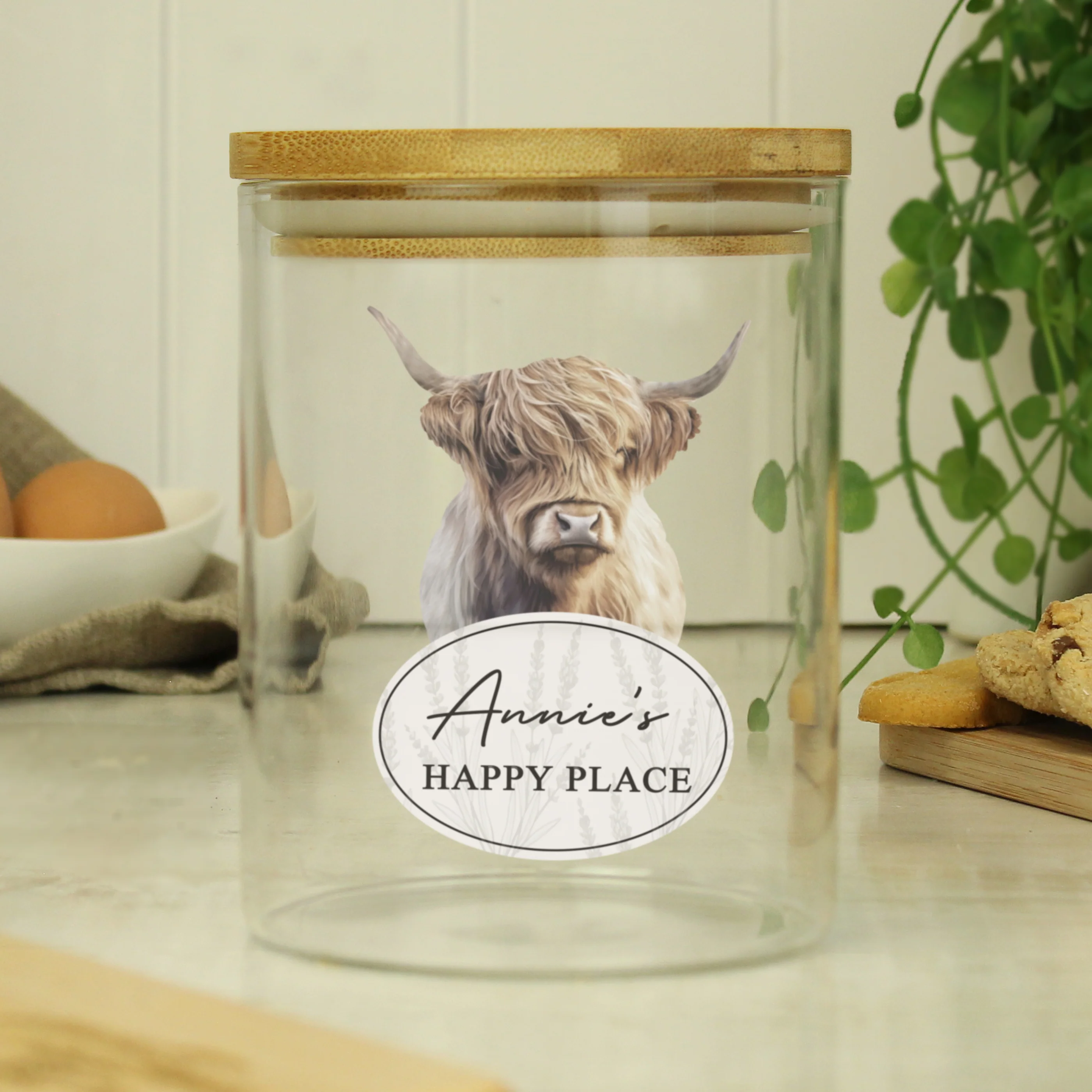 Personalised Highland Cow Glass Storage Jar - Image 5