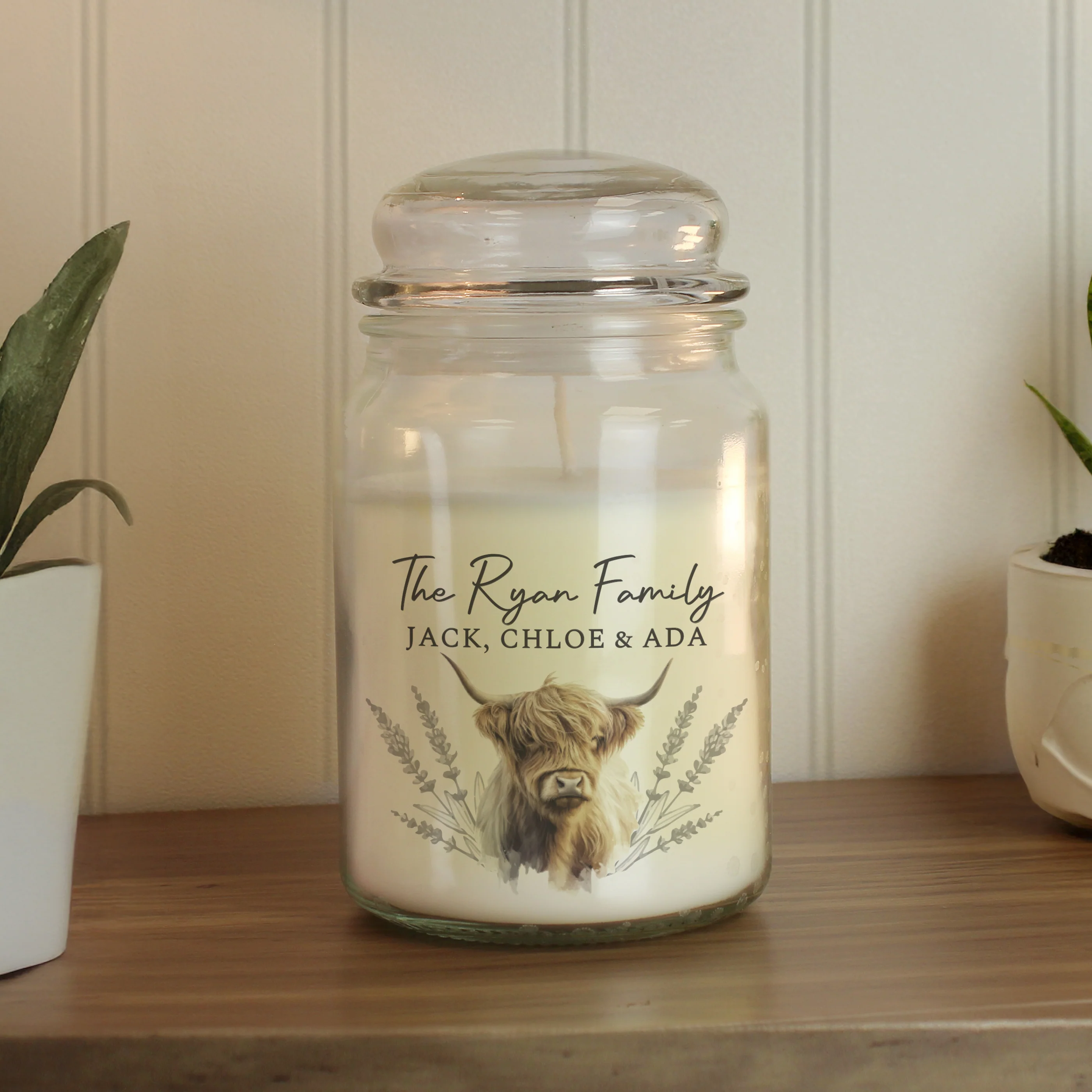 Personalised Highland Cow Large Candle Jar - Image 3
