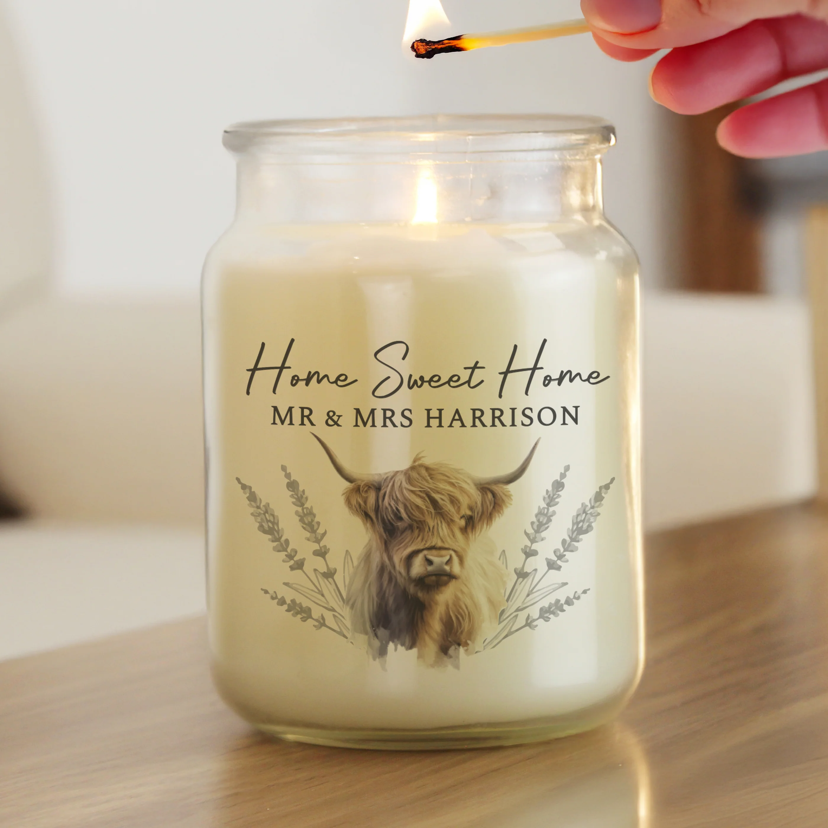 Personalised Highland Cow Large Candle Jar - Image 4