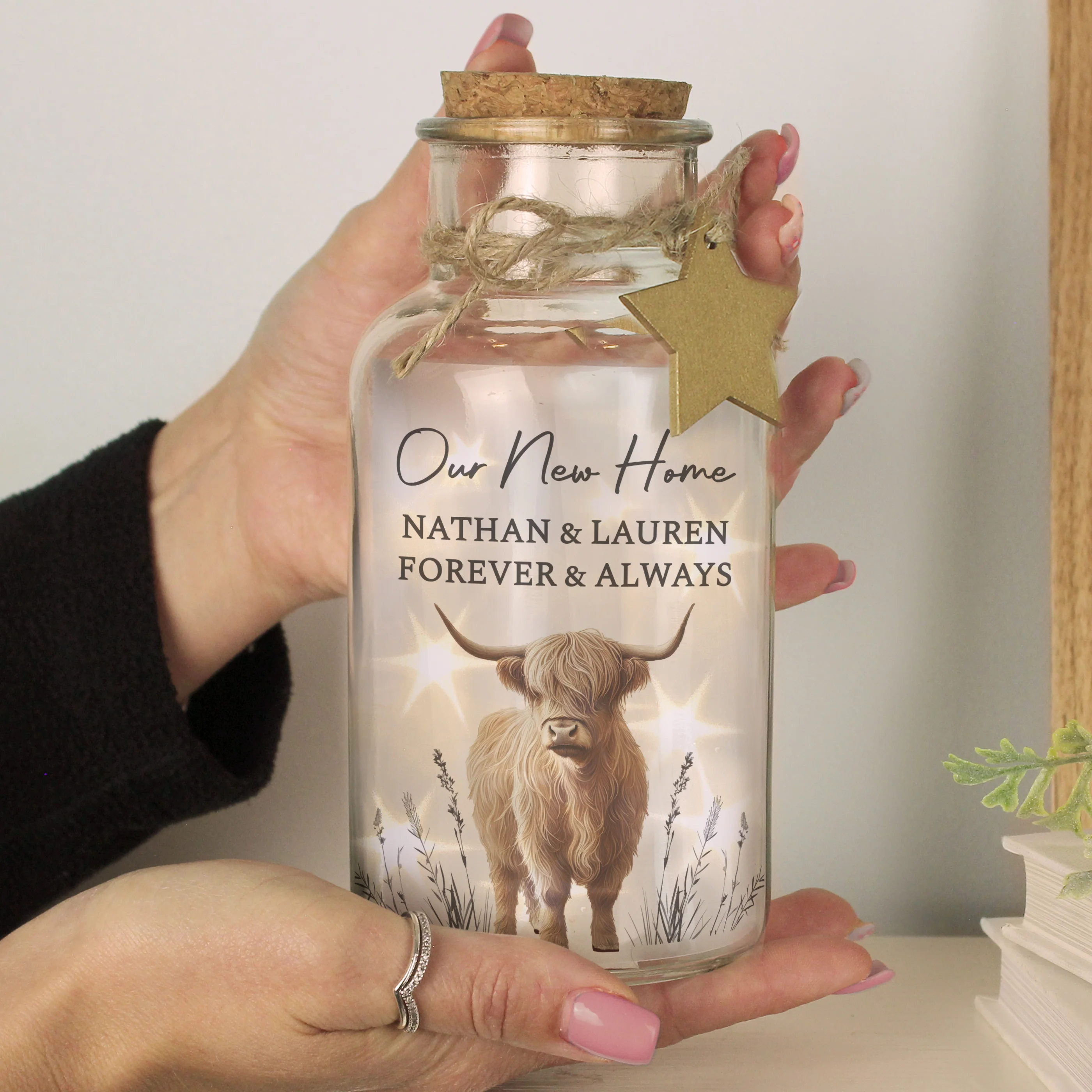 Personalised Highland Cow LED Light Up Jar - Image 3