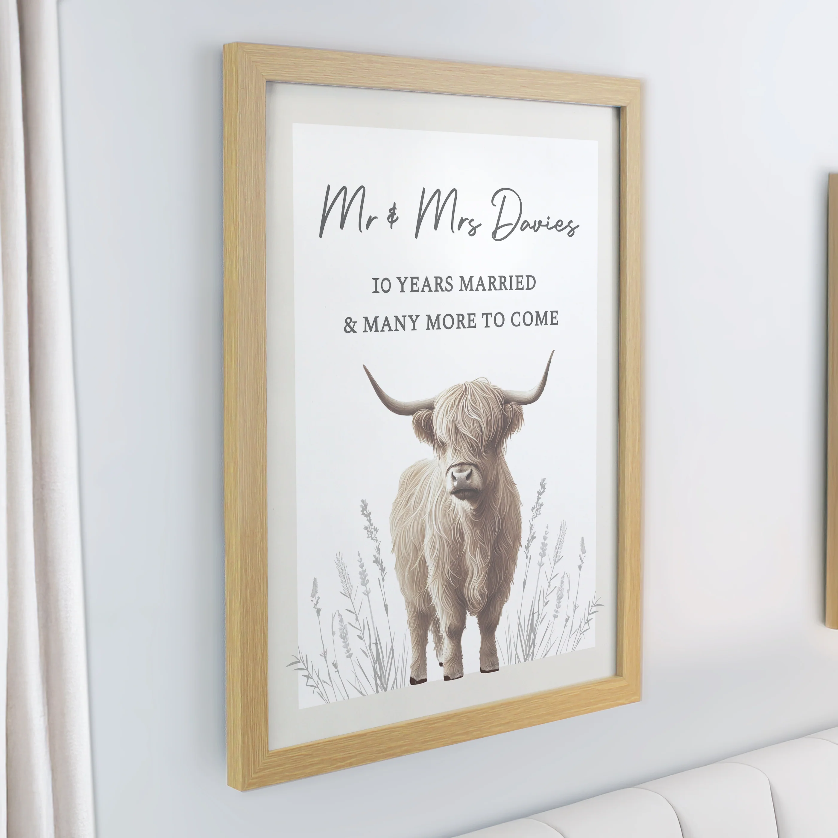Personalised Highland Cow Oak Poster Frame - Image 2