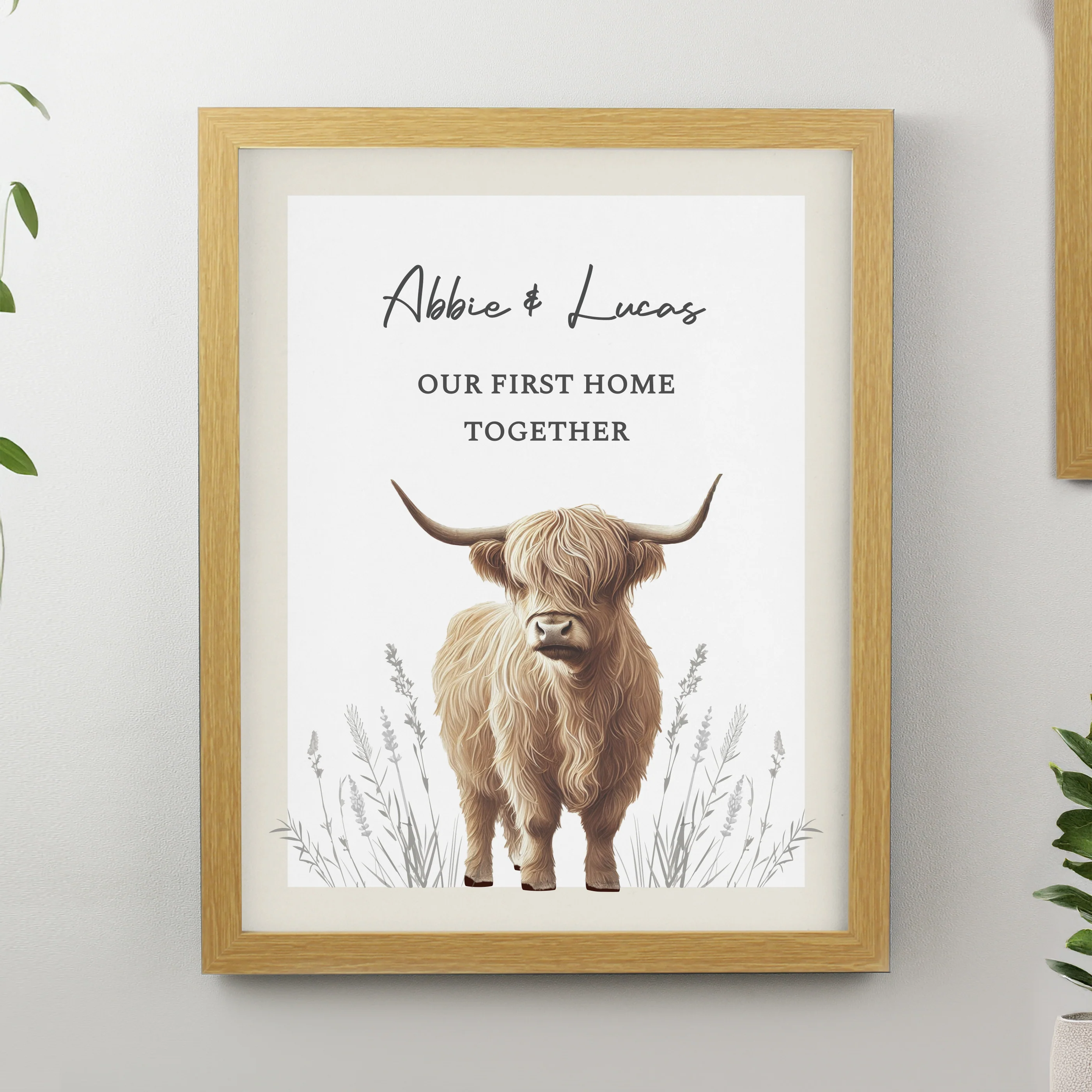 Personalised Highland Cow Oak Poster Frame - Image 3