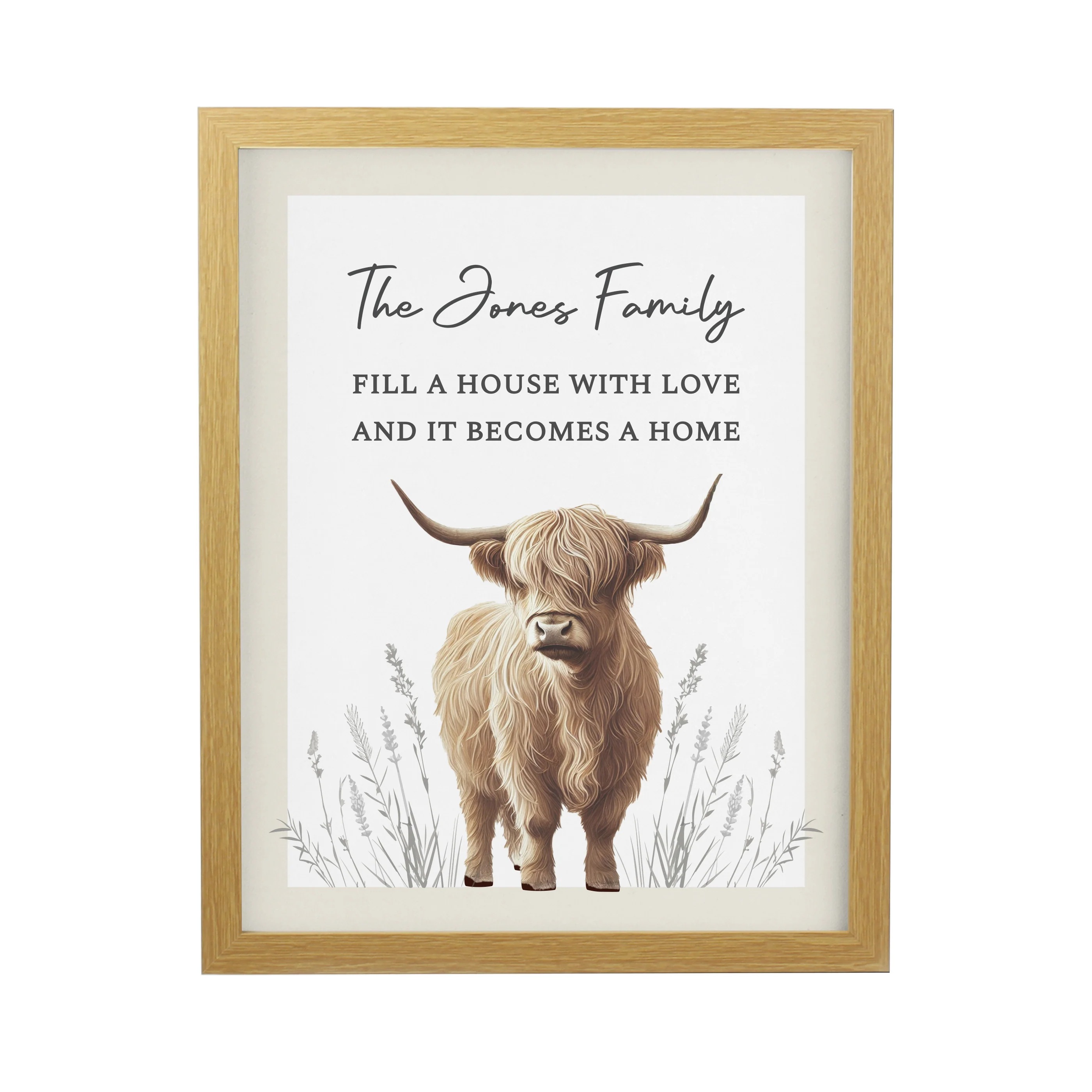 Personalised Highland Cow Oak Poster Frame - Image 4