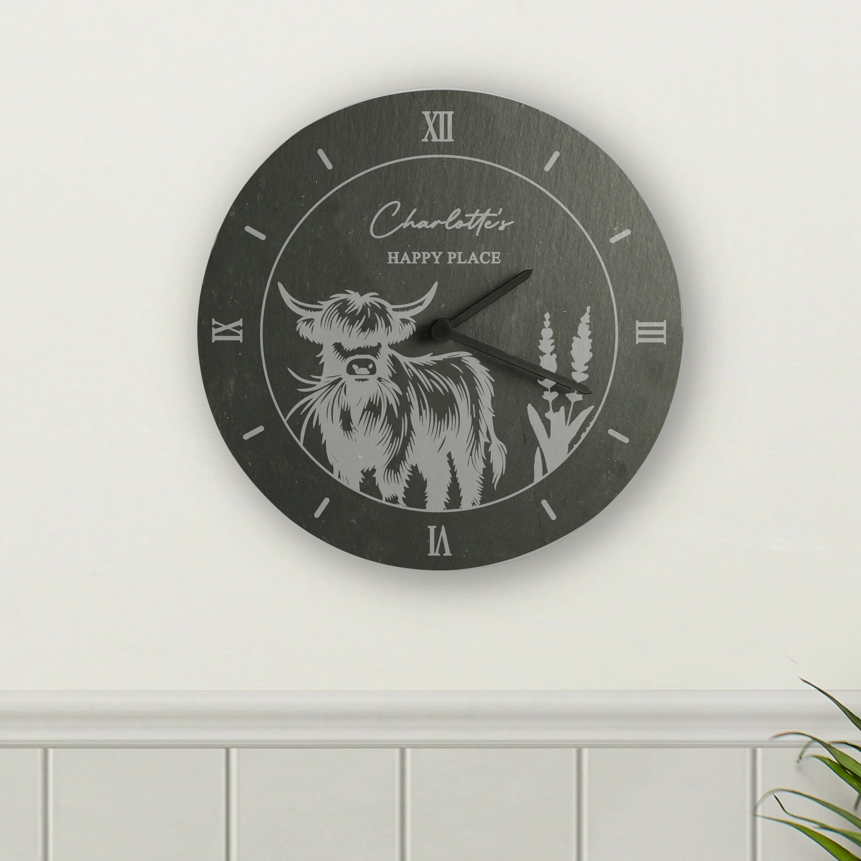 Personalised Highland Cow Slate Clock - Image 2