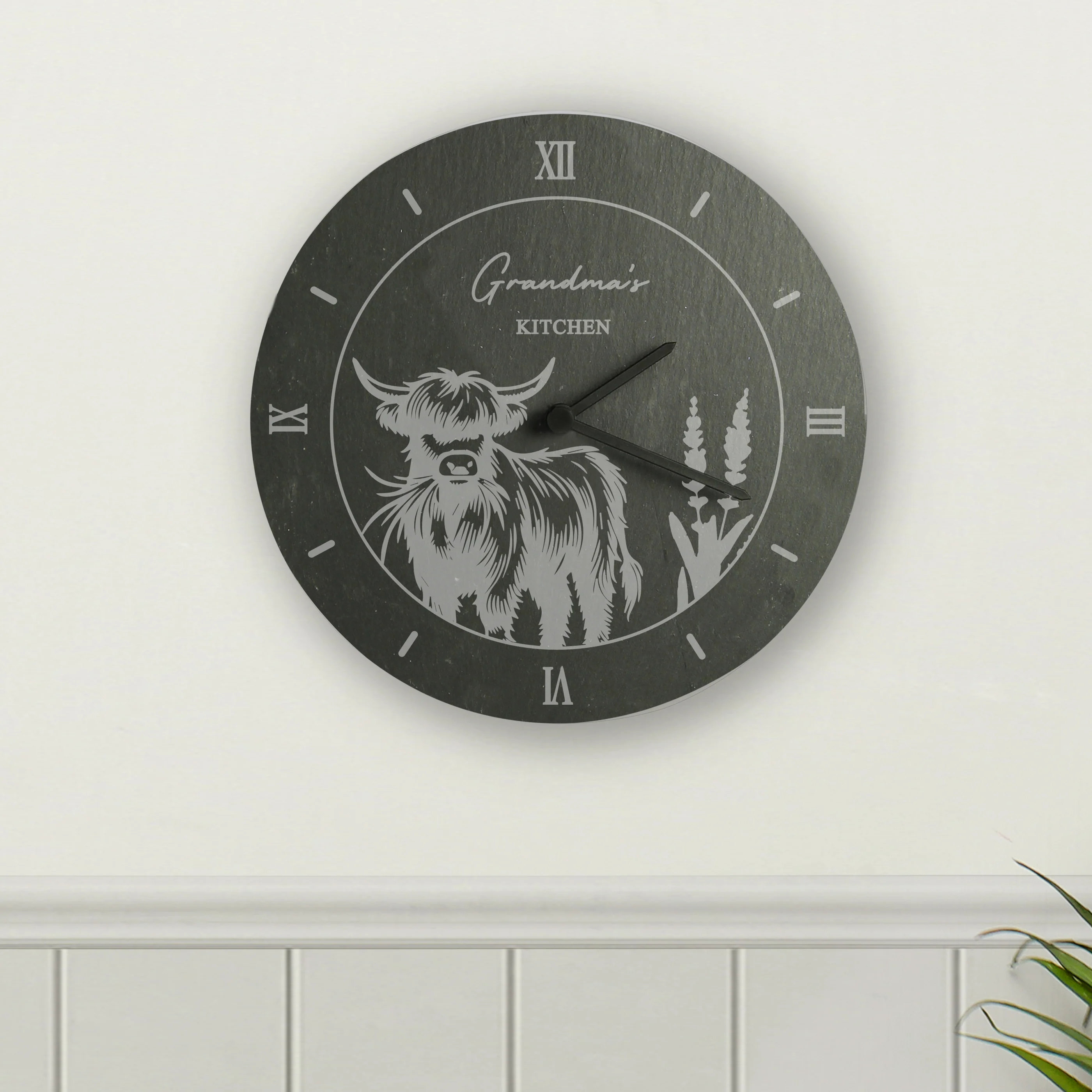 Personalised Highland Cow Slate Clock - Image 4