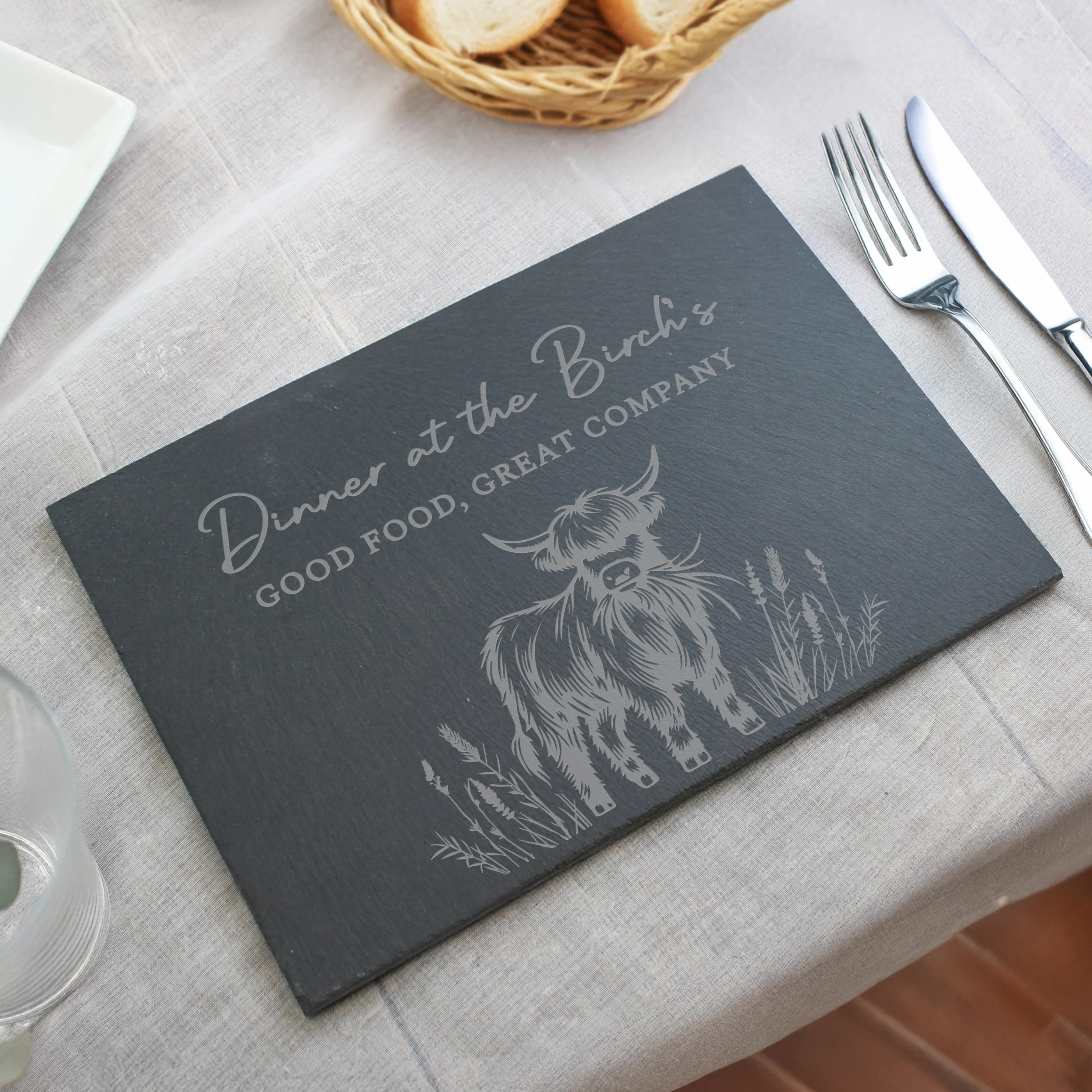 Personalised Highland Cow Slate Placemat - Image 4