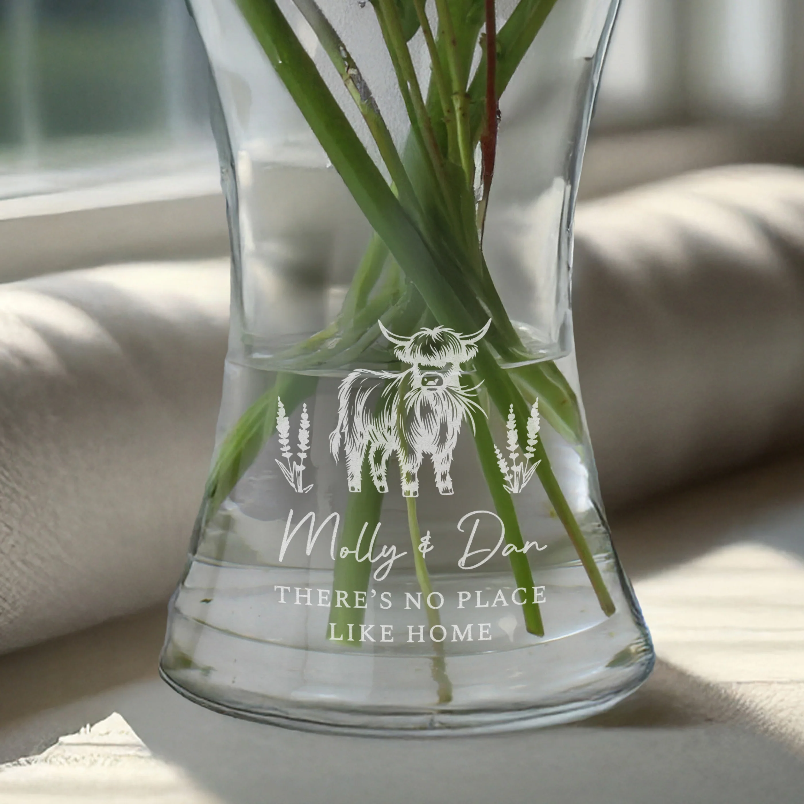 Personalised Highland Cow Waisted Vase - Image 2