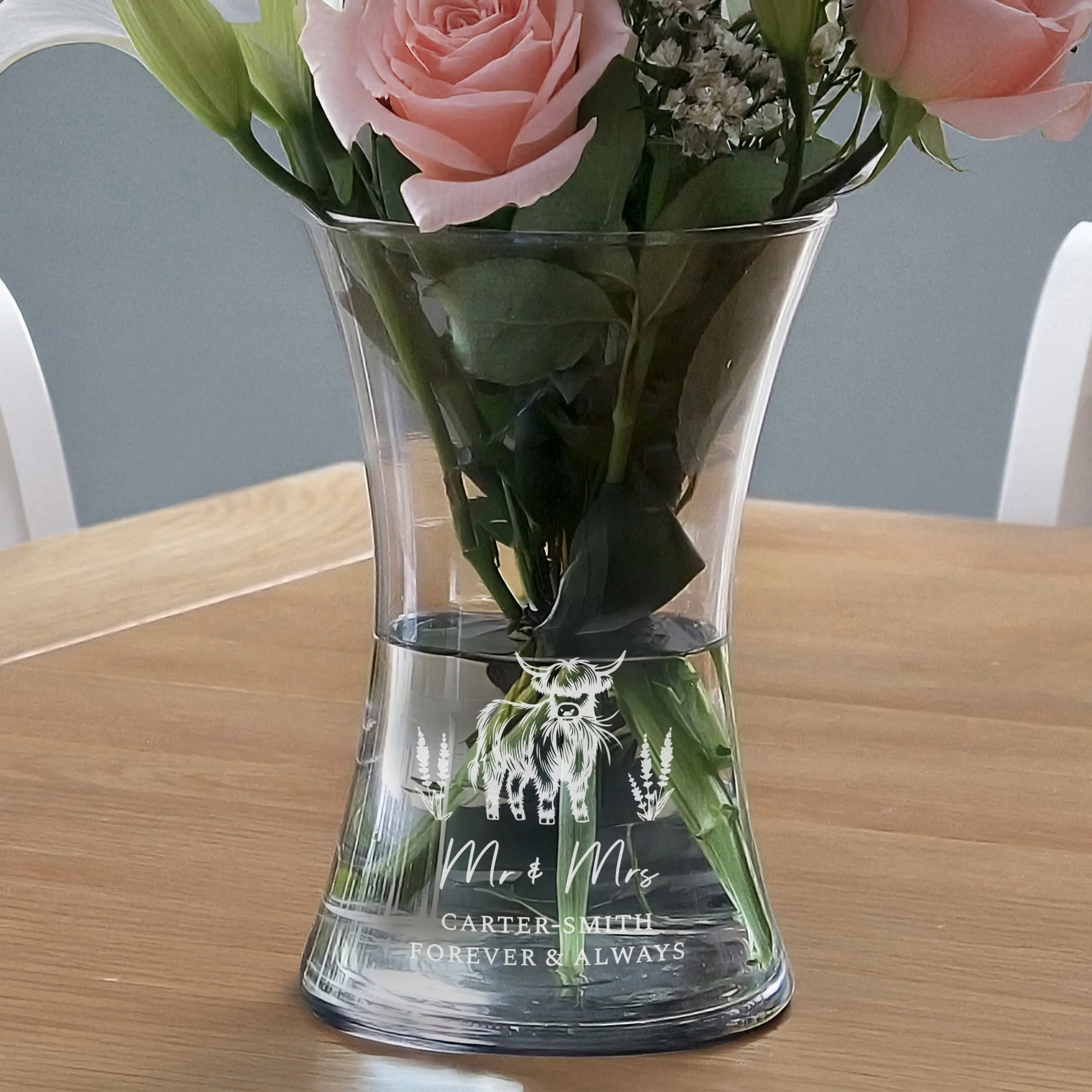 Personalised Highland Cow Waisted Vase - Image 3