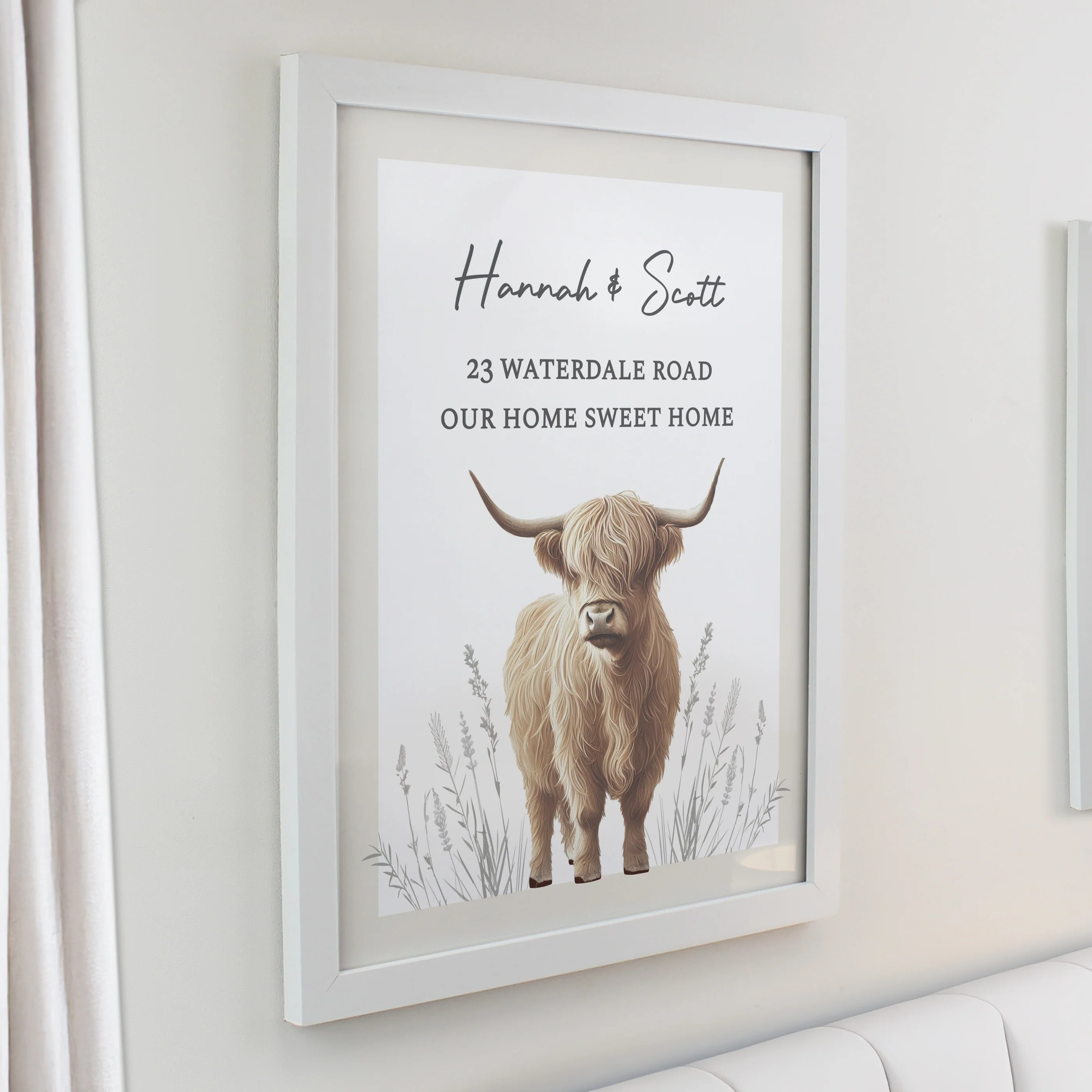 Personalised Highland Cow White Poster Frame - Image 2