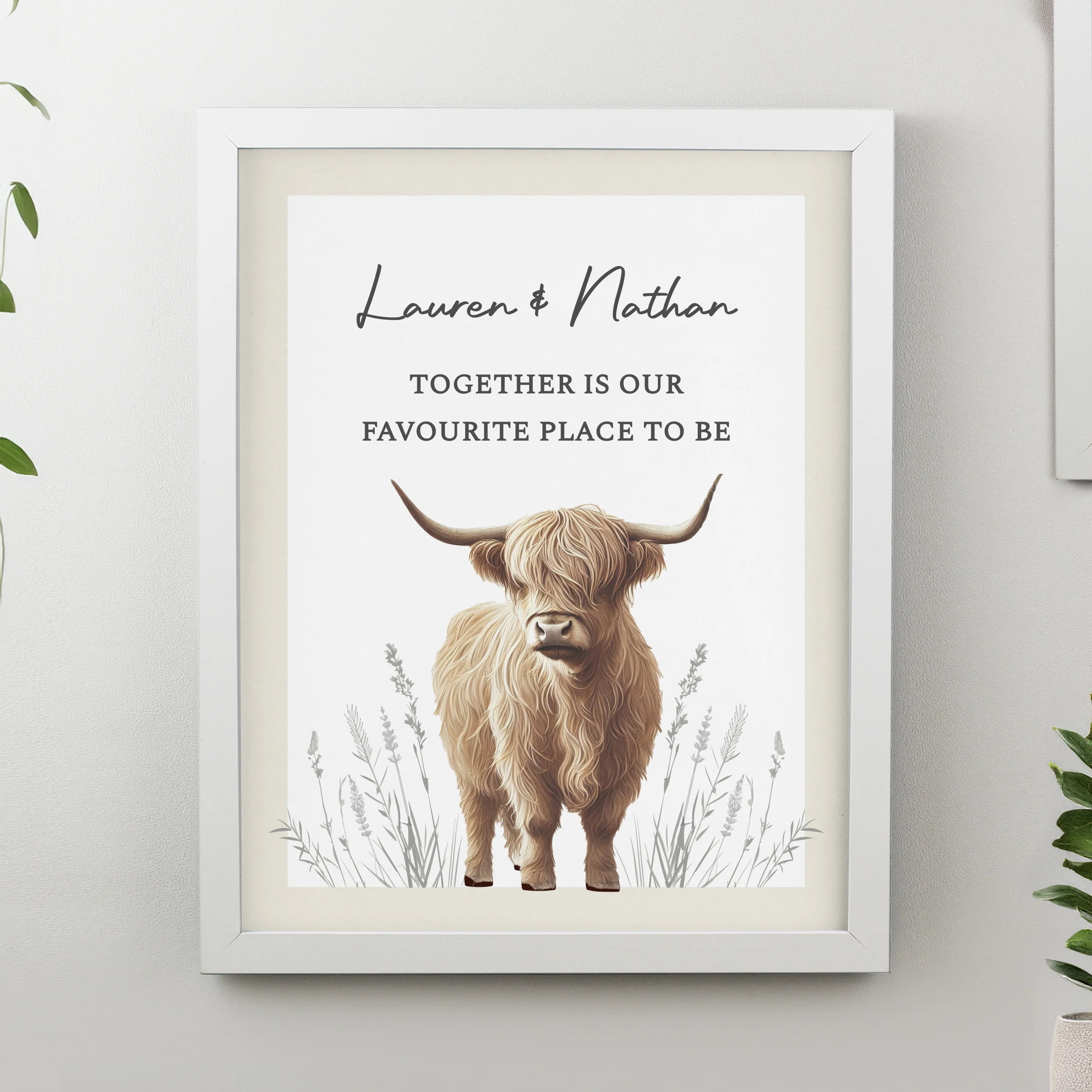 Personalised Highland Cow White Poster Frame - Image 3