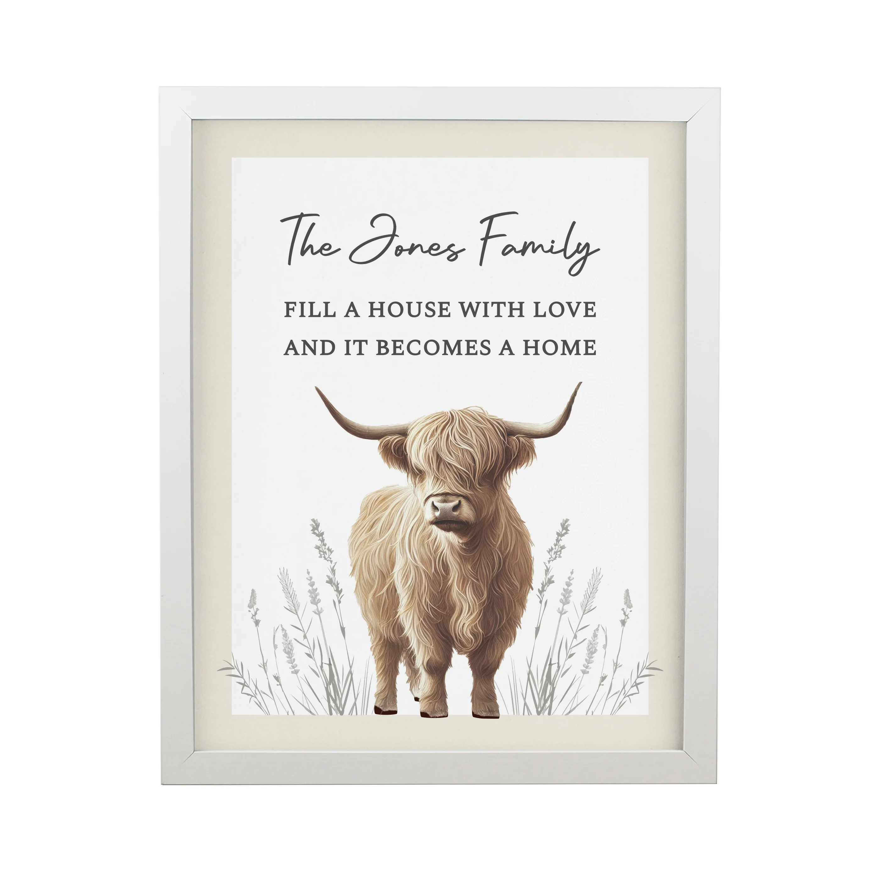 Personalised Highland Cow White Poster Frame - Image 4