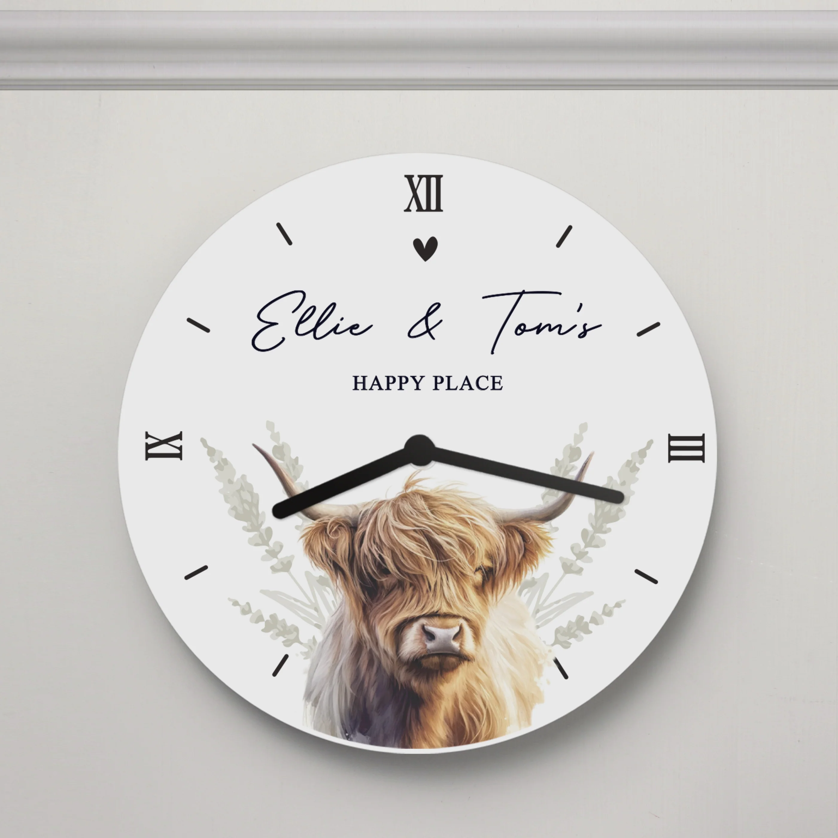 Personalised Highland Cow Wooden Clock - Image 3