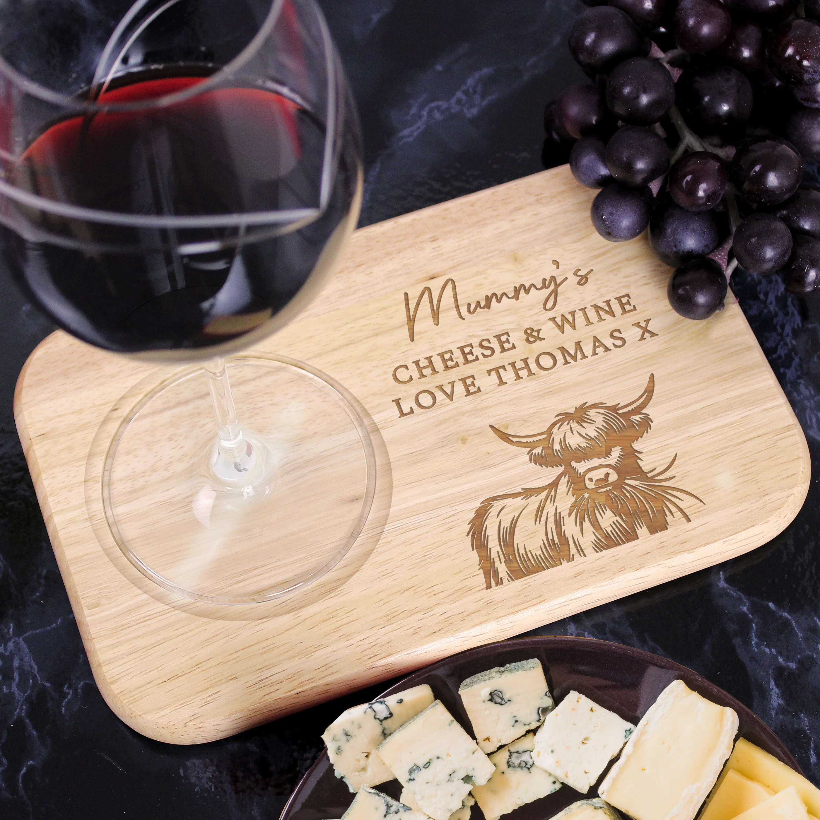 Personalised Highland Cow Wooden Coaster Tray - Image 3