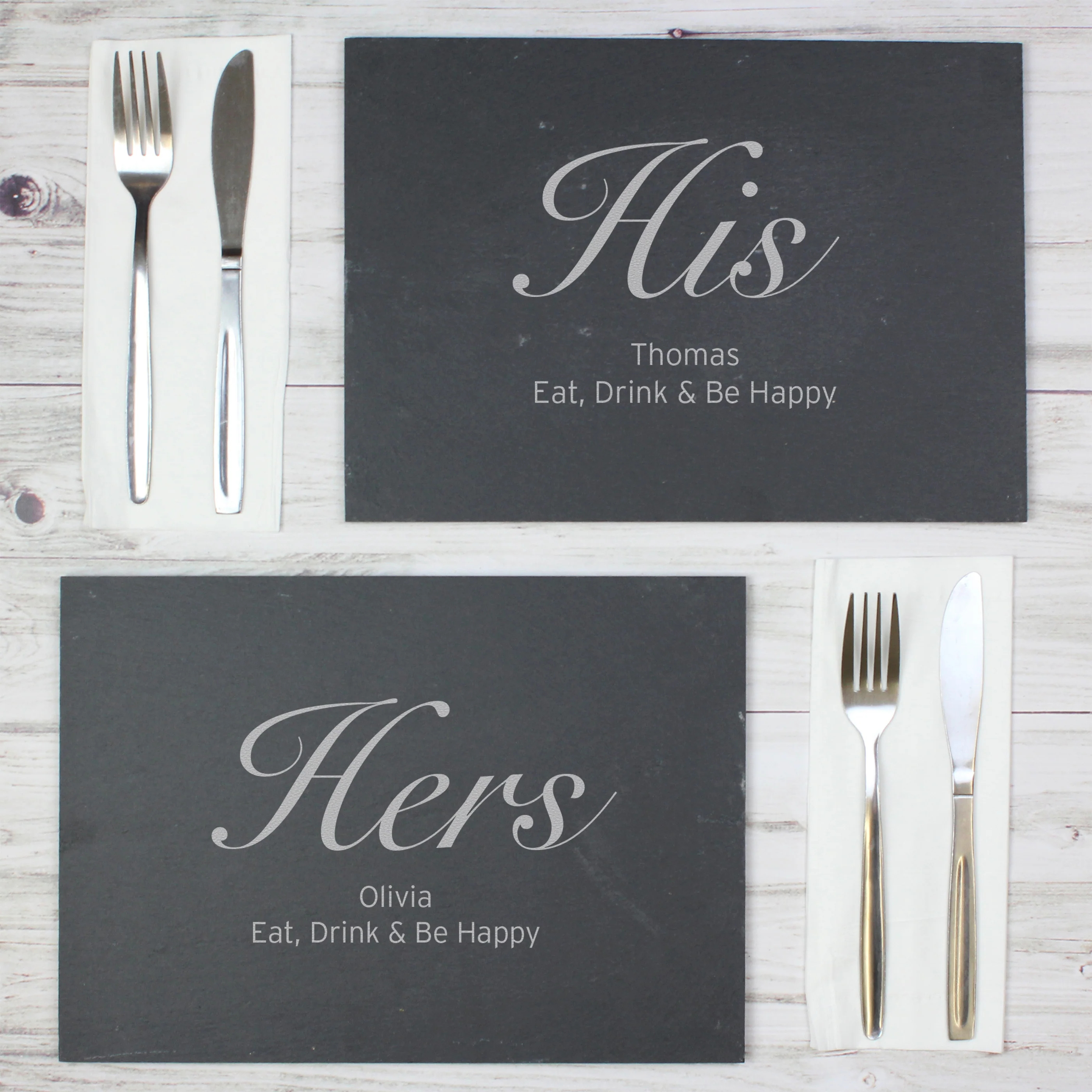 Personalised His and Hers Slate Placemat Set - Image 3