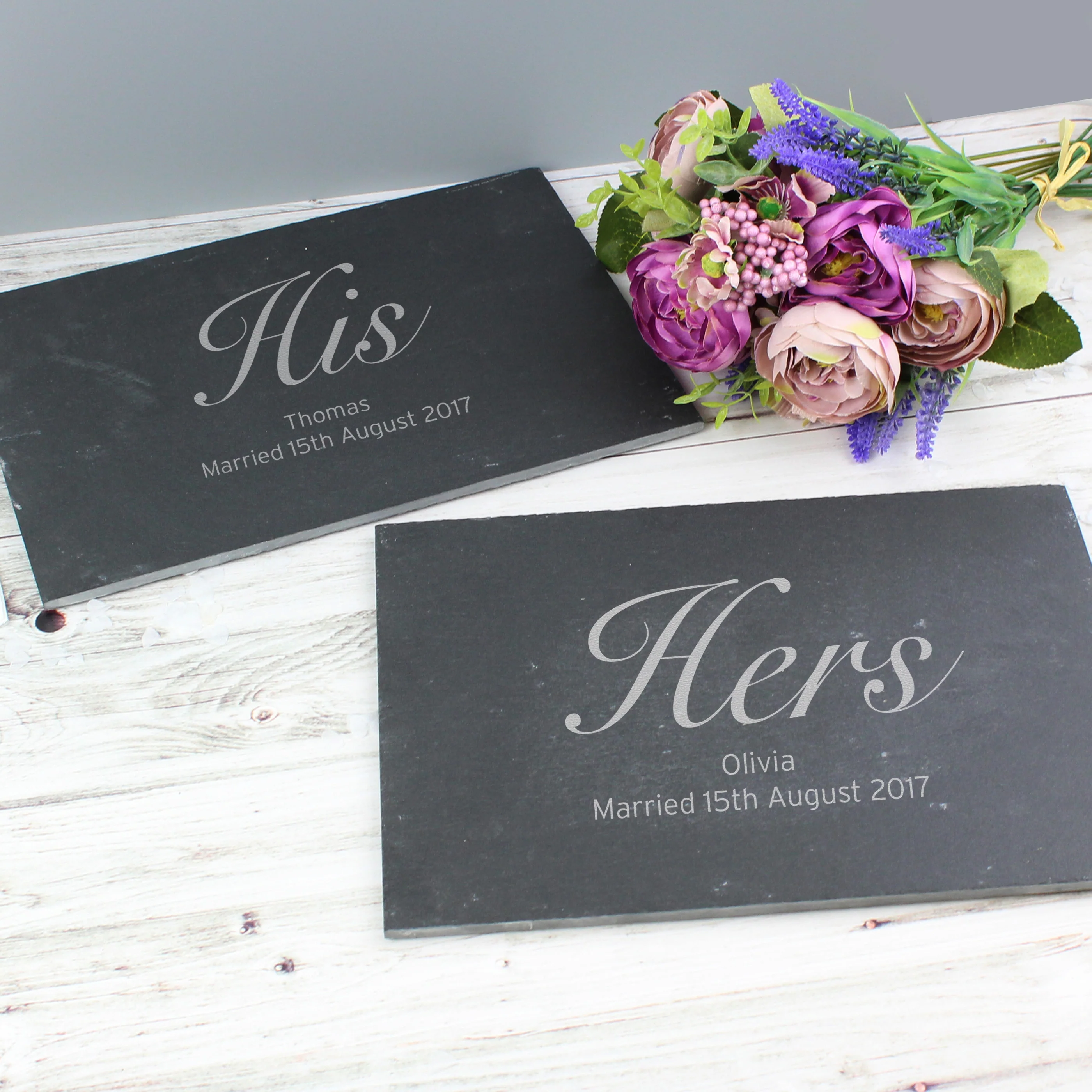 Personalised His and Hers Slate Placemat Set - Image 4