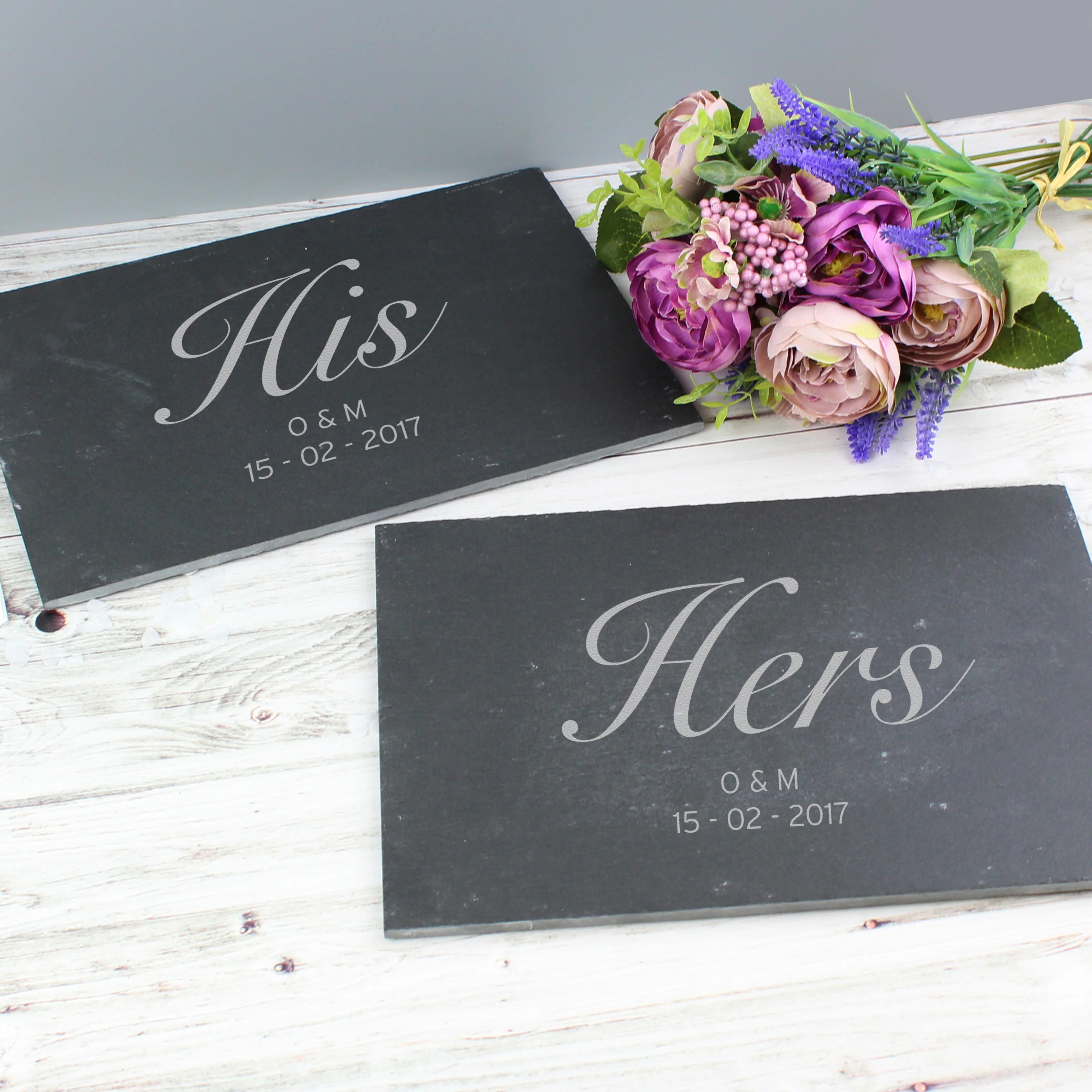 Personalised His and Hers Slate Placemat Set - Image 5
