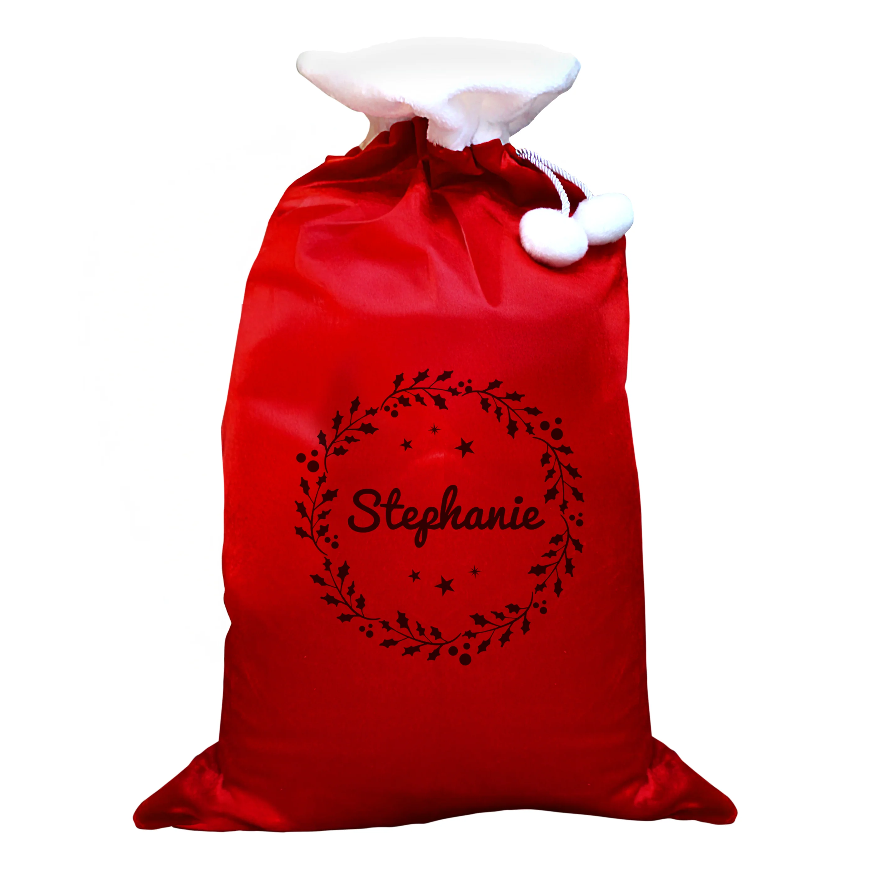 Personalised Holly Red Christmas Sack - Image 4