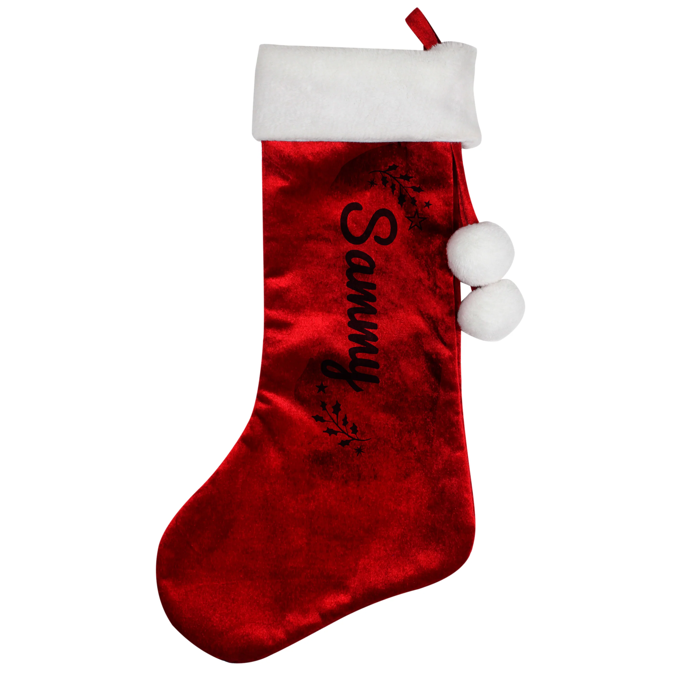 Personalised Holly Red Christmas Stocking - Image 5