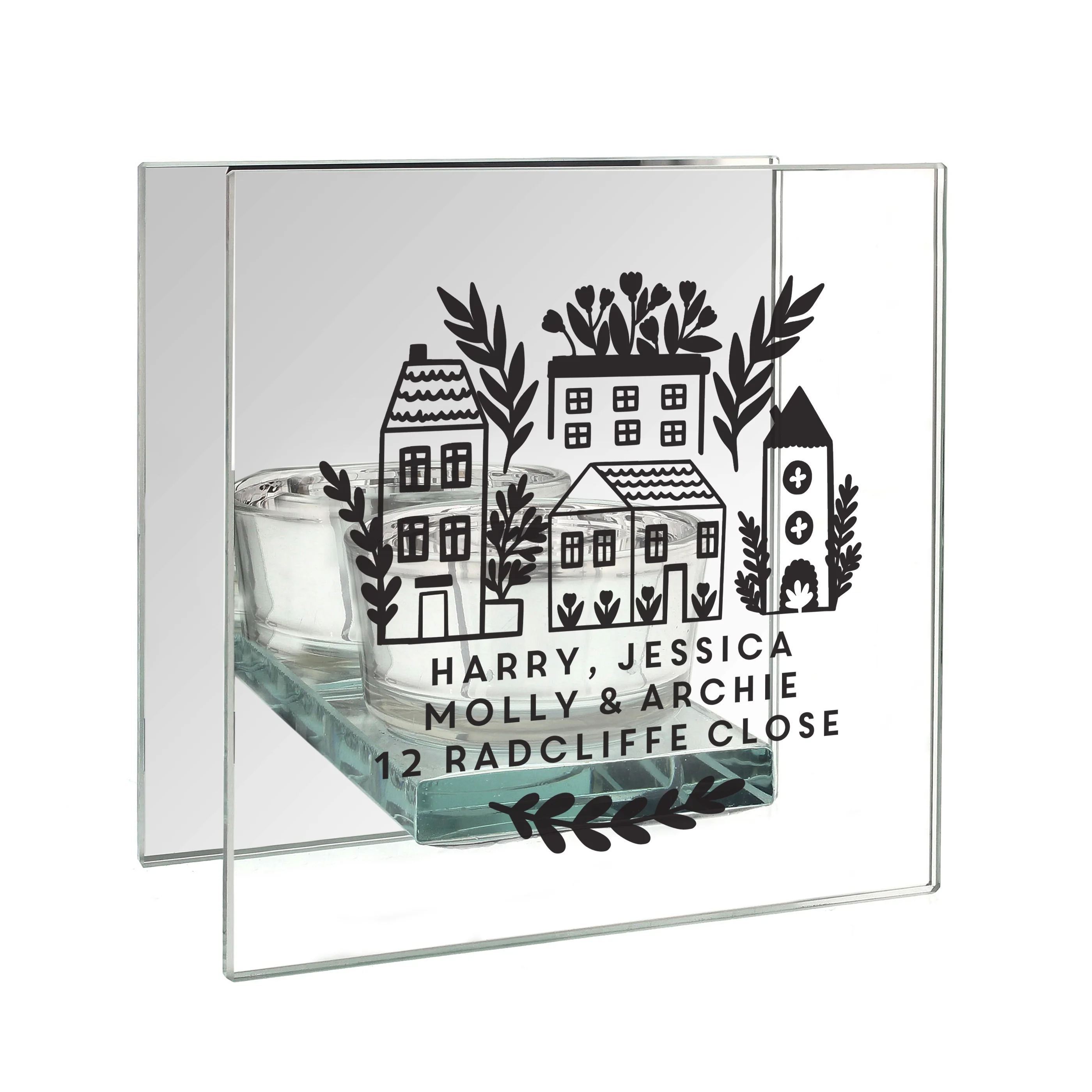 Personalised Home Mirrored Glass Tea Light Holder - Image 5