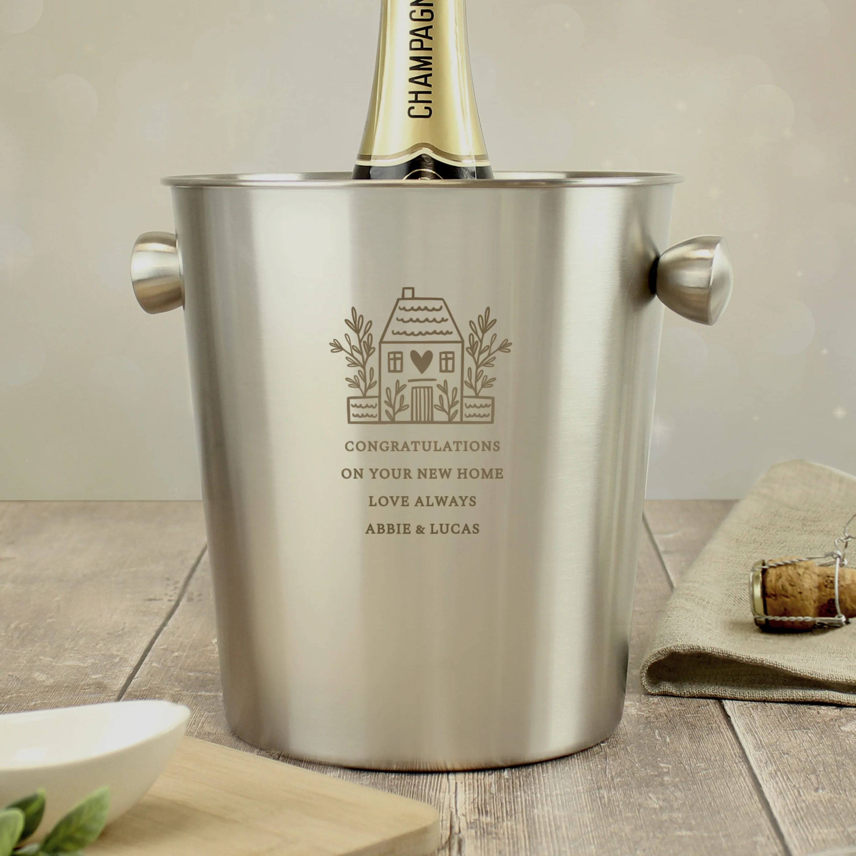 Personalised House Stainless Steel Ice Bucket - Image 2