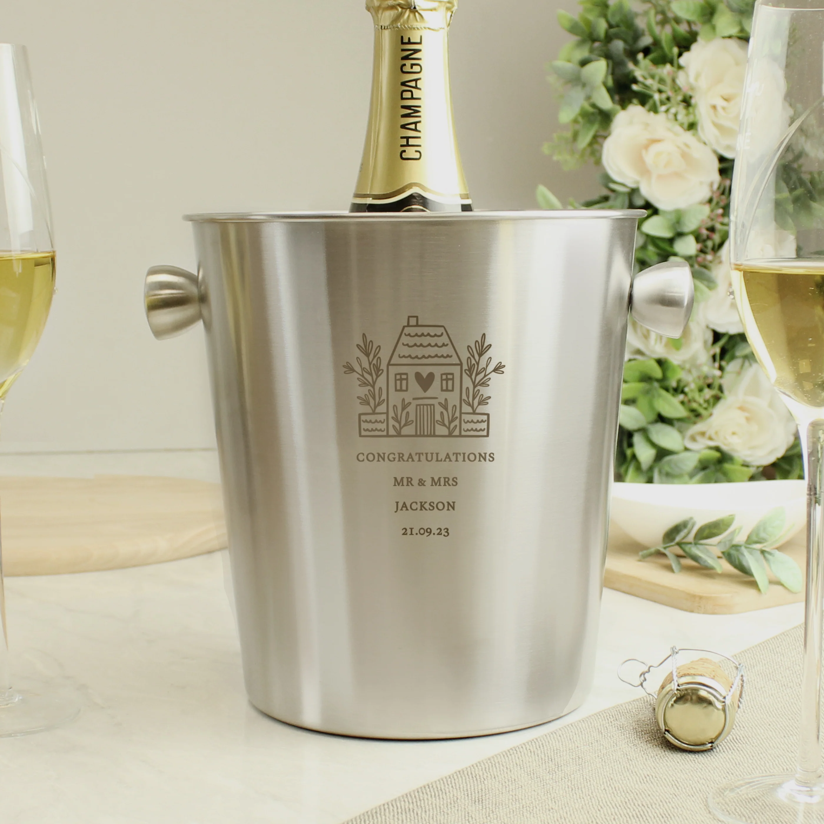 Personalised House Stainless Steel Ice Bucket - Image 3