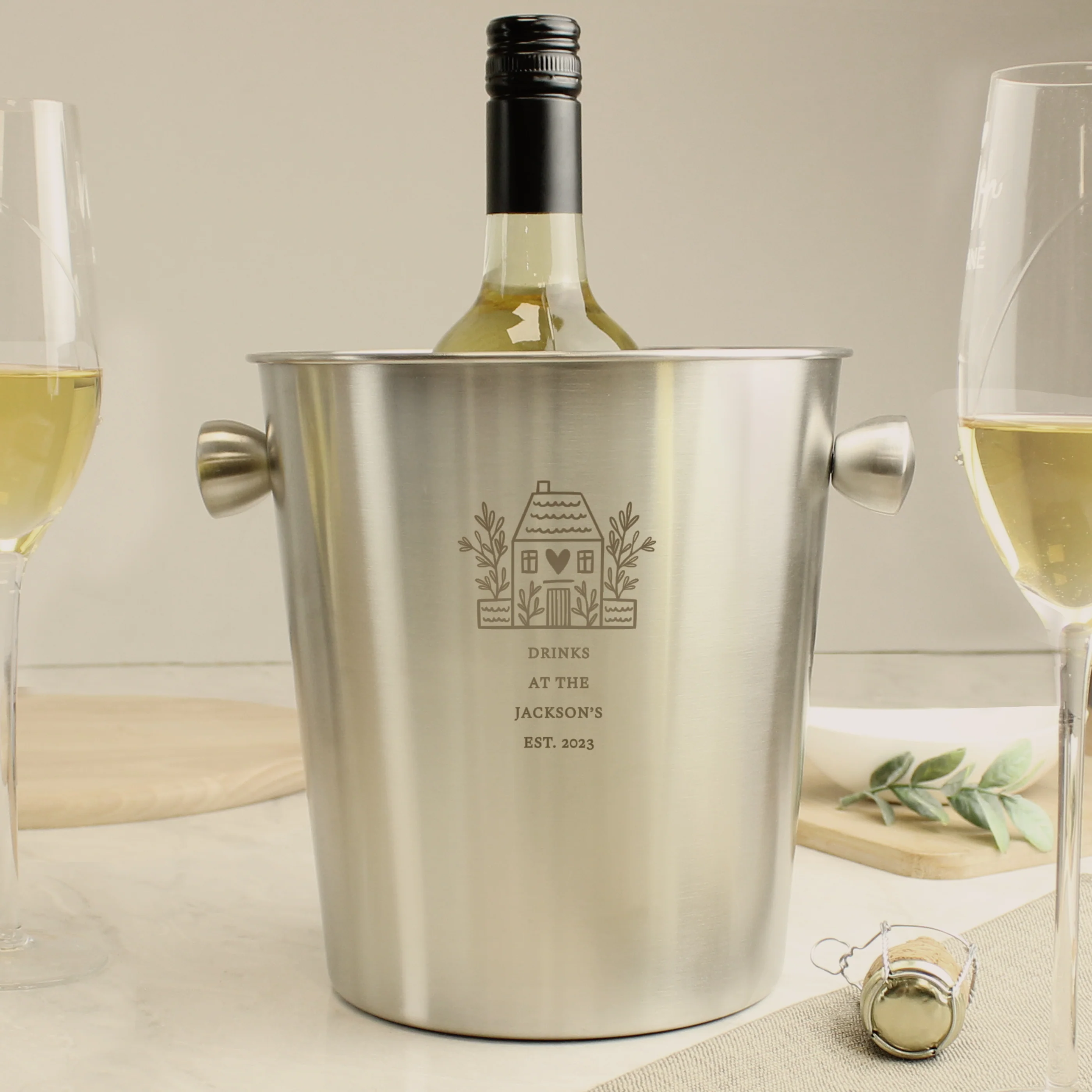 Personalised House Stainless Steel Ice Bucket - Image 4