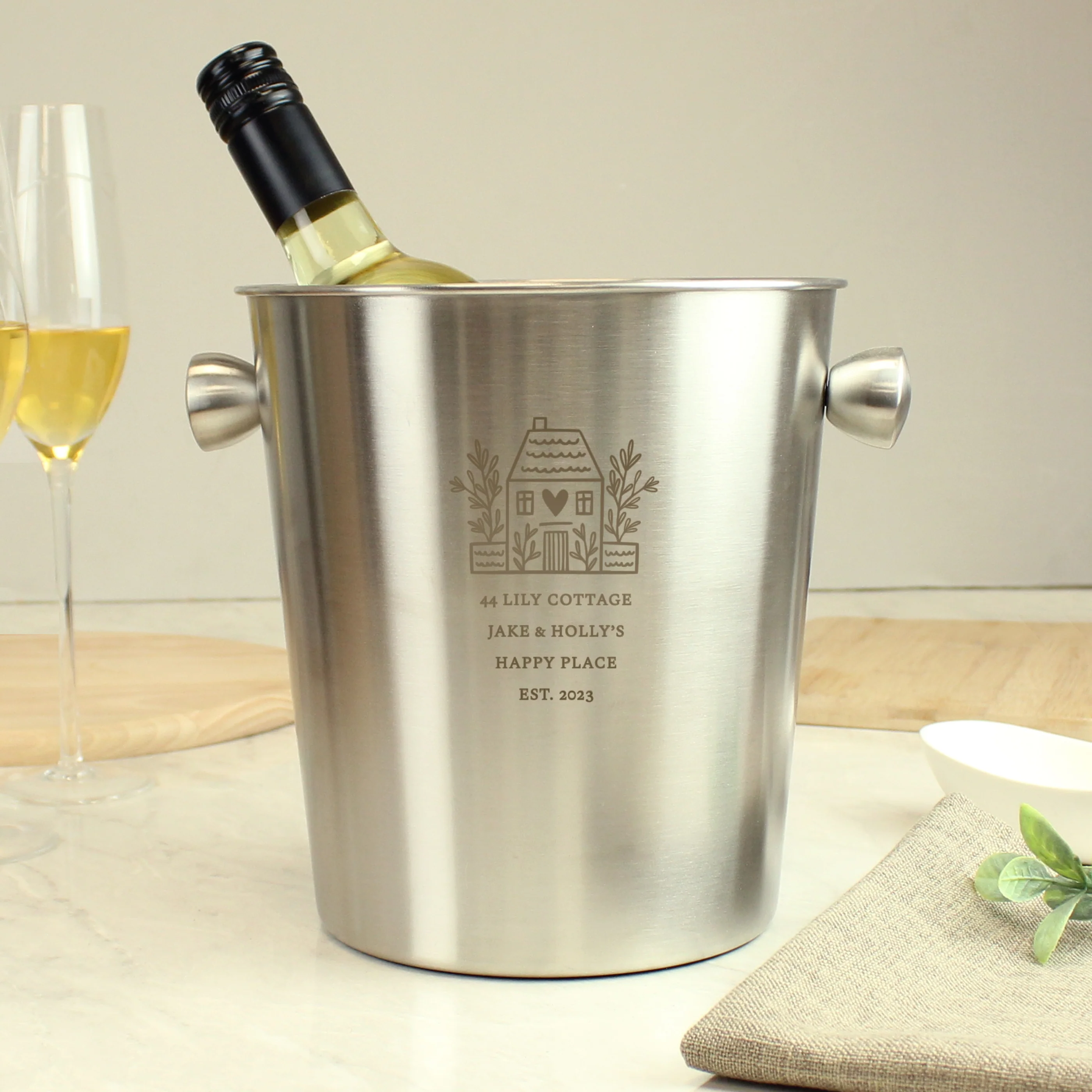 Personalised House Stainless Steel Ice Bucket - Image 5