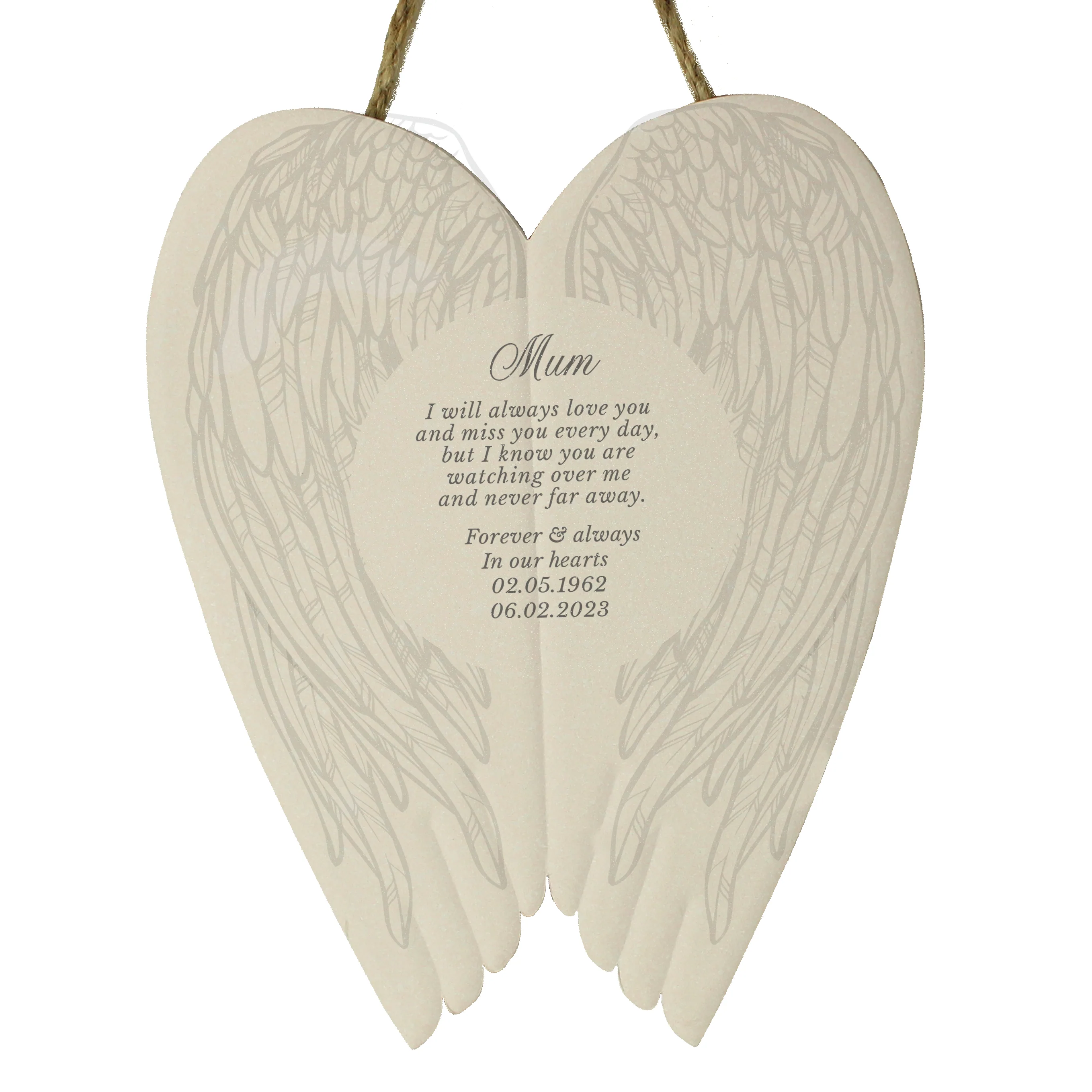 Personalised In Loving Memory Ceramic Wings