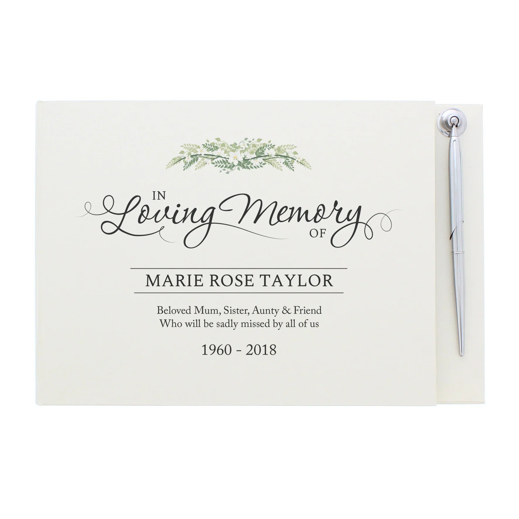 Personalised In Loving Memory Hardback Guest Book & Pen - Image 2
