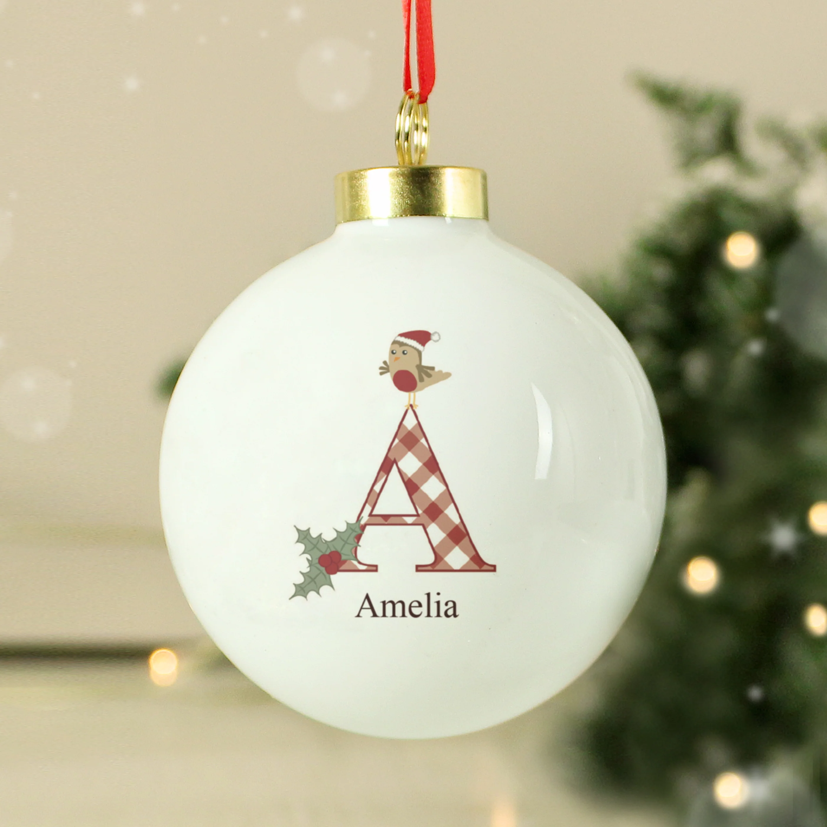 Personalised Initial Little Robin Bauble - Image 2