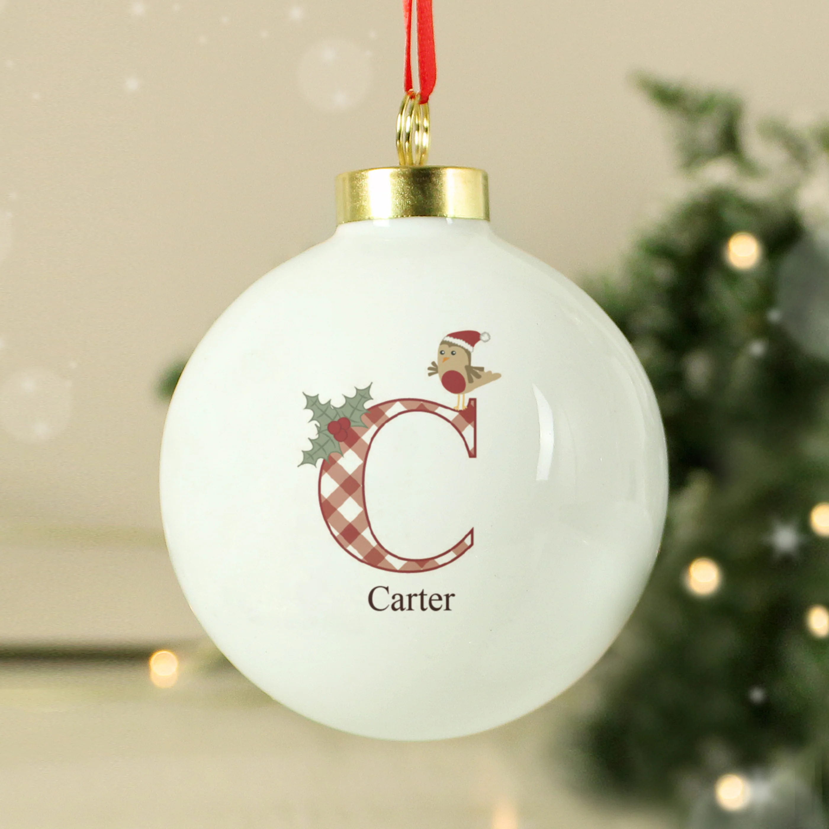 Personalised Initial Little Robin Bauble - Image 4