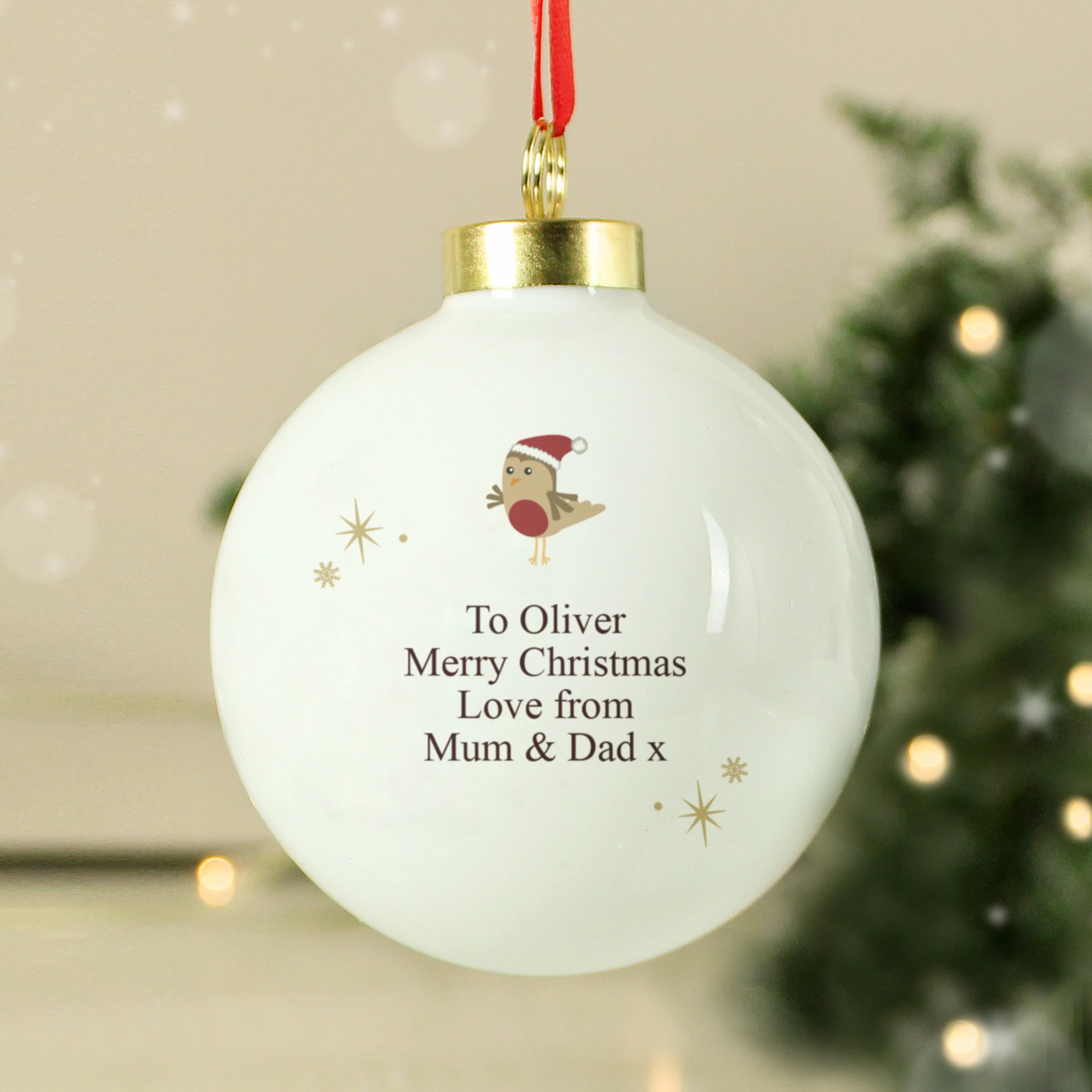Personalised Initial Little Robin Bauble - Image 5