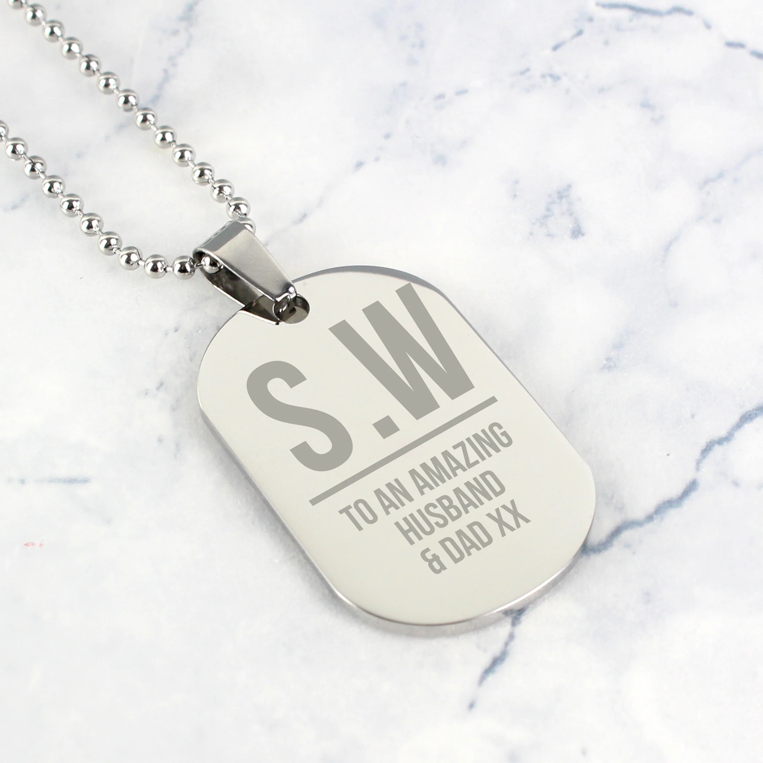 Personalised Initials Stainless Steel Dog Tag Necklace - Image 3