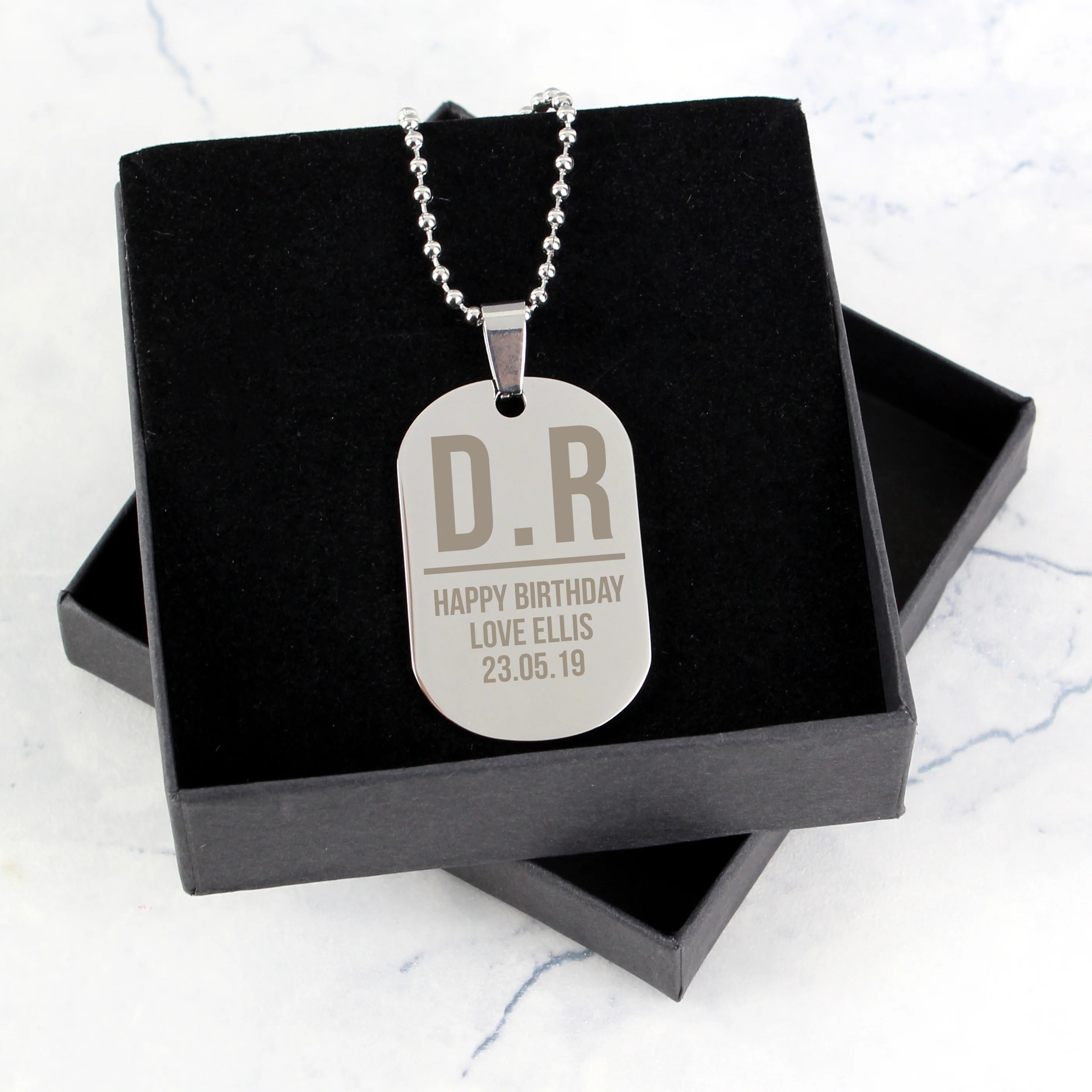 Personalised Initials Stainless Steel Dog Tag Necklace - Image 4