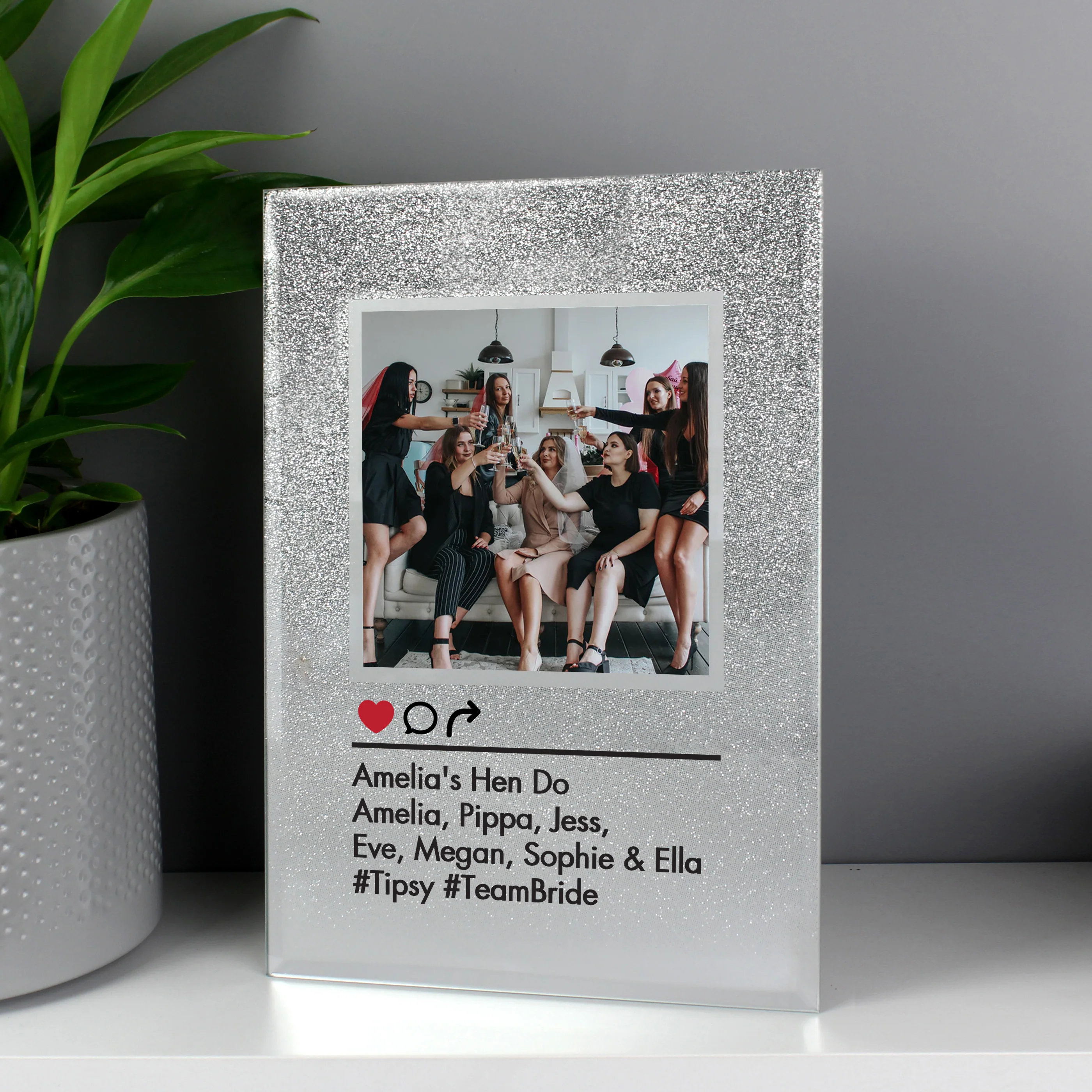 Personalised Instagram Post 4x4 Glitter Glass Photo Frame - Image 6