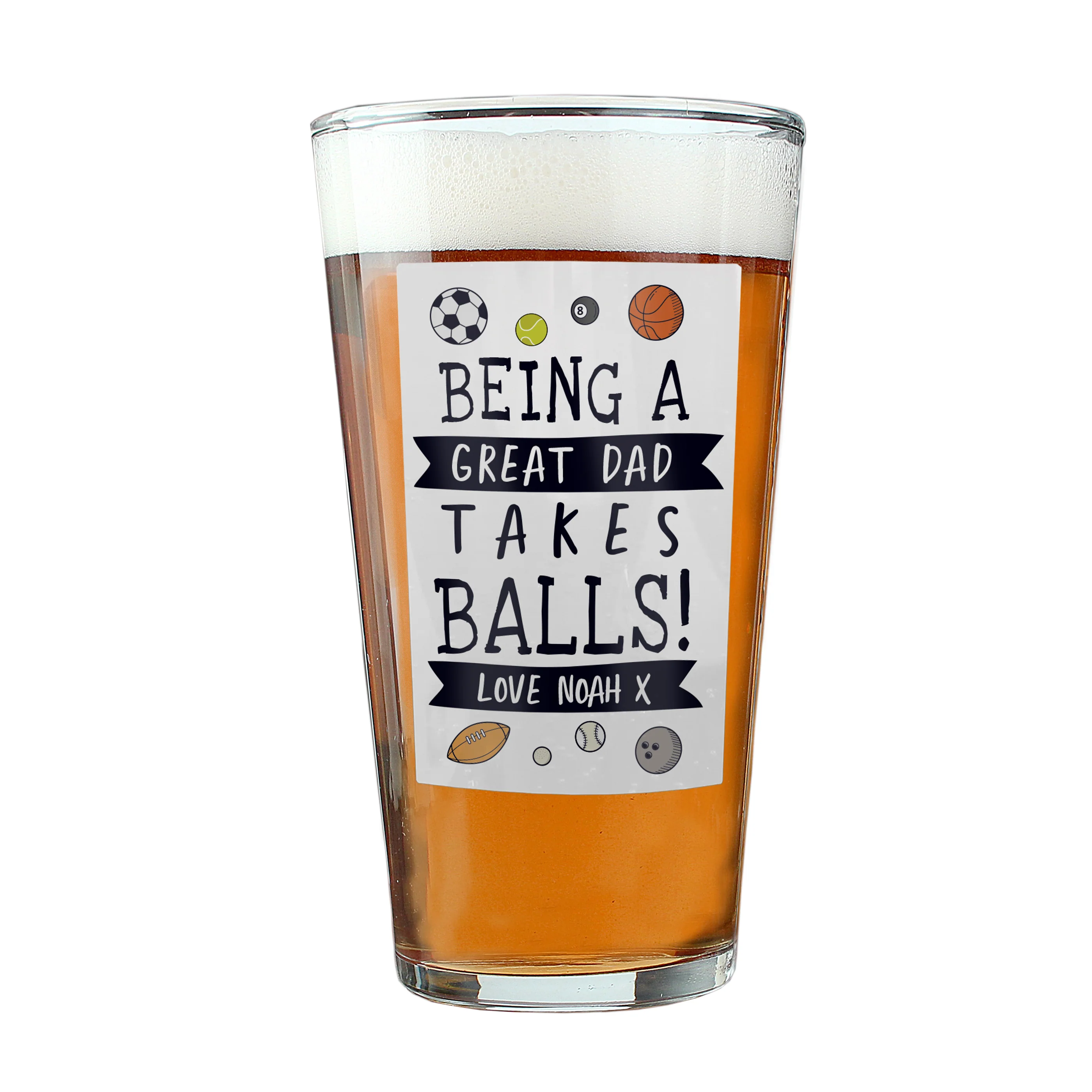 Personalised It Takes Balls Printed Beer Glass - Image 5