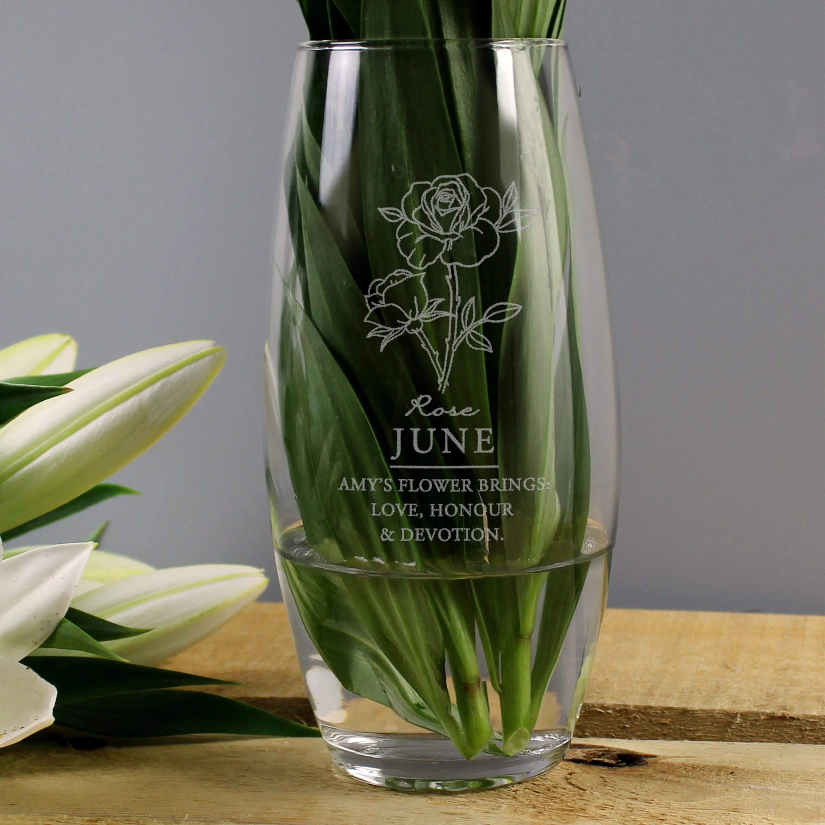 Personalised June Birth Flower Bullet Vase - Image 4